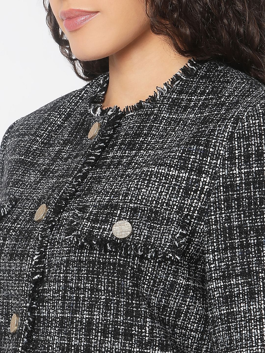 Black Jacquard Short Jacket - Image 8