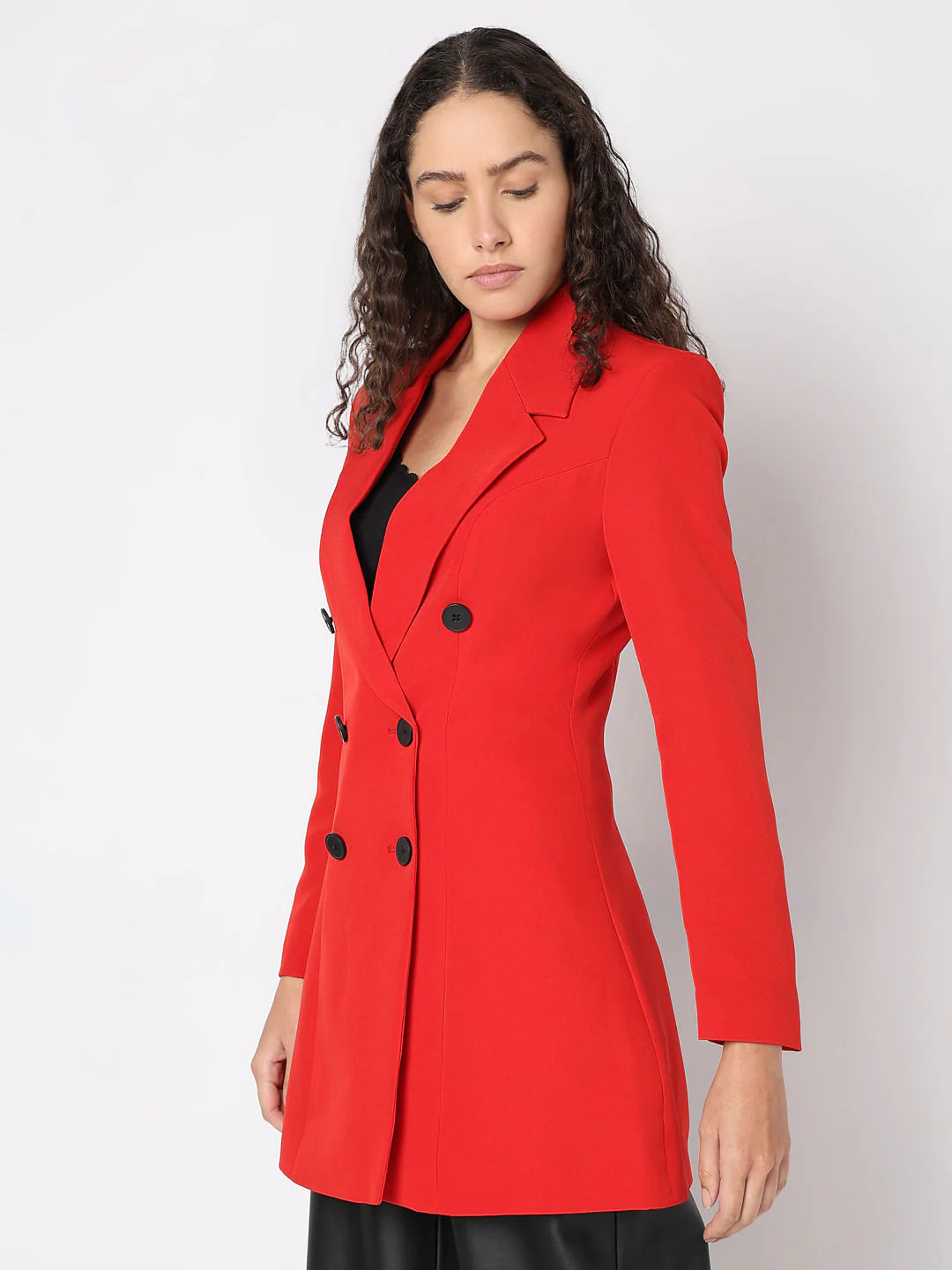 Red Fitted Dress Blazer - Image 3