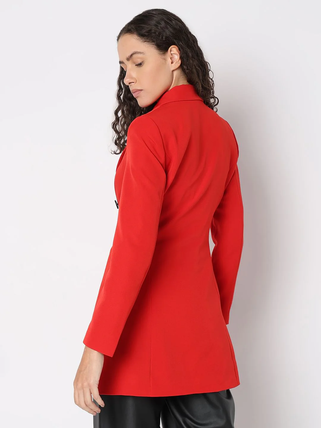 Red Fitted Dress Blazer - Image 4