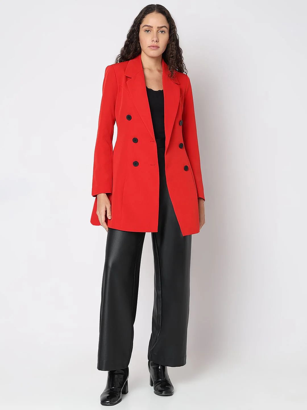 Red Fitted Dress Blazer - Image 5