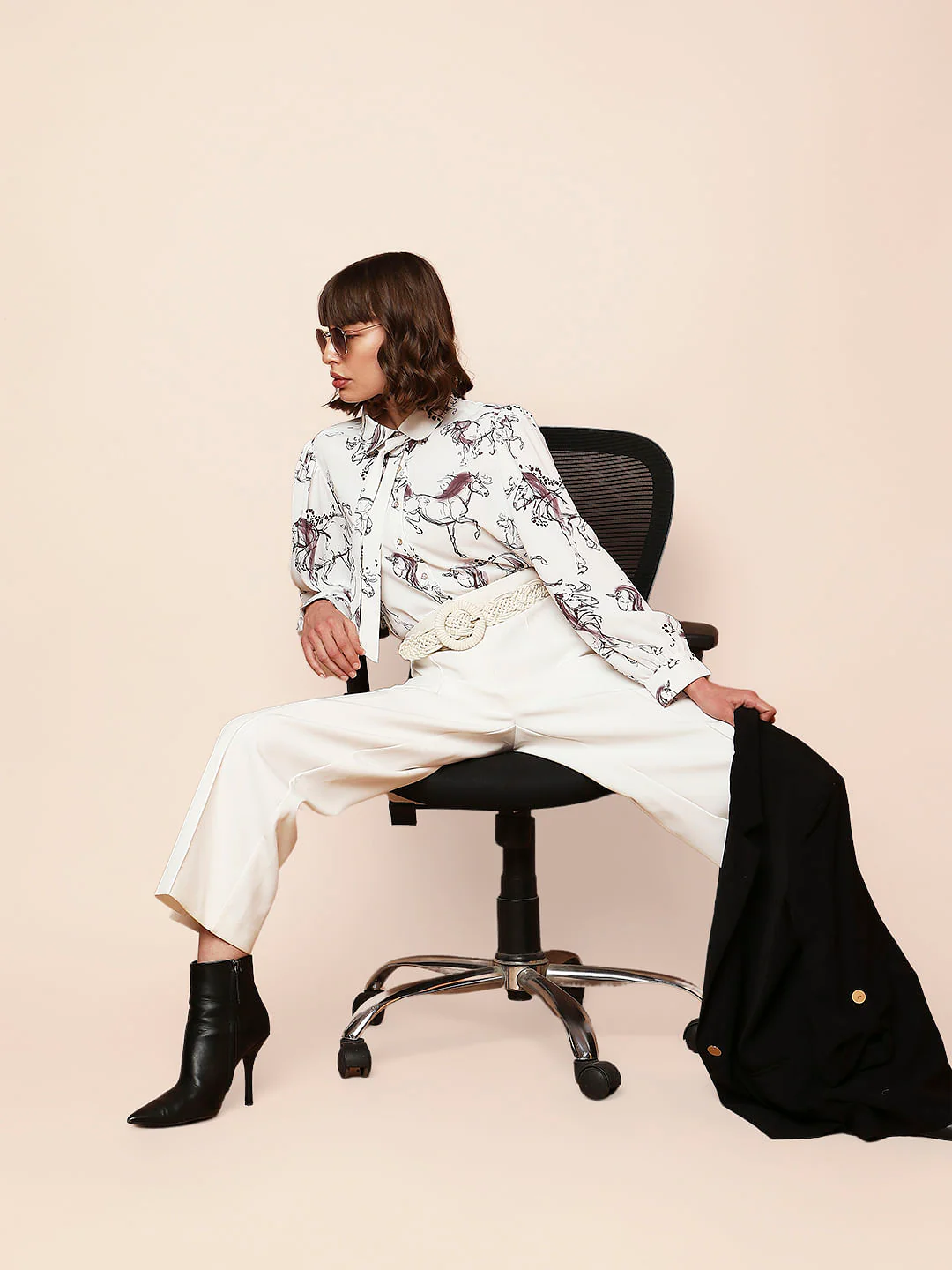 White Printed Full Sleeves Shirt