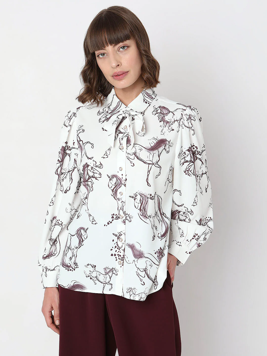 White Printed Full Sleeves Shirt - Image 2