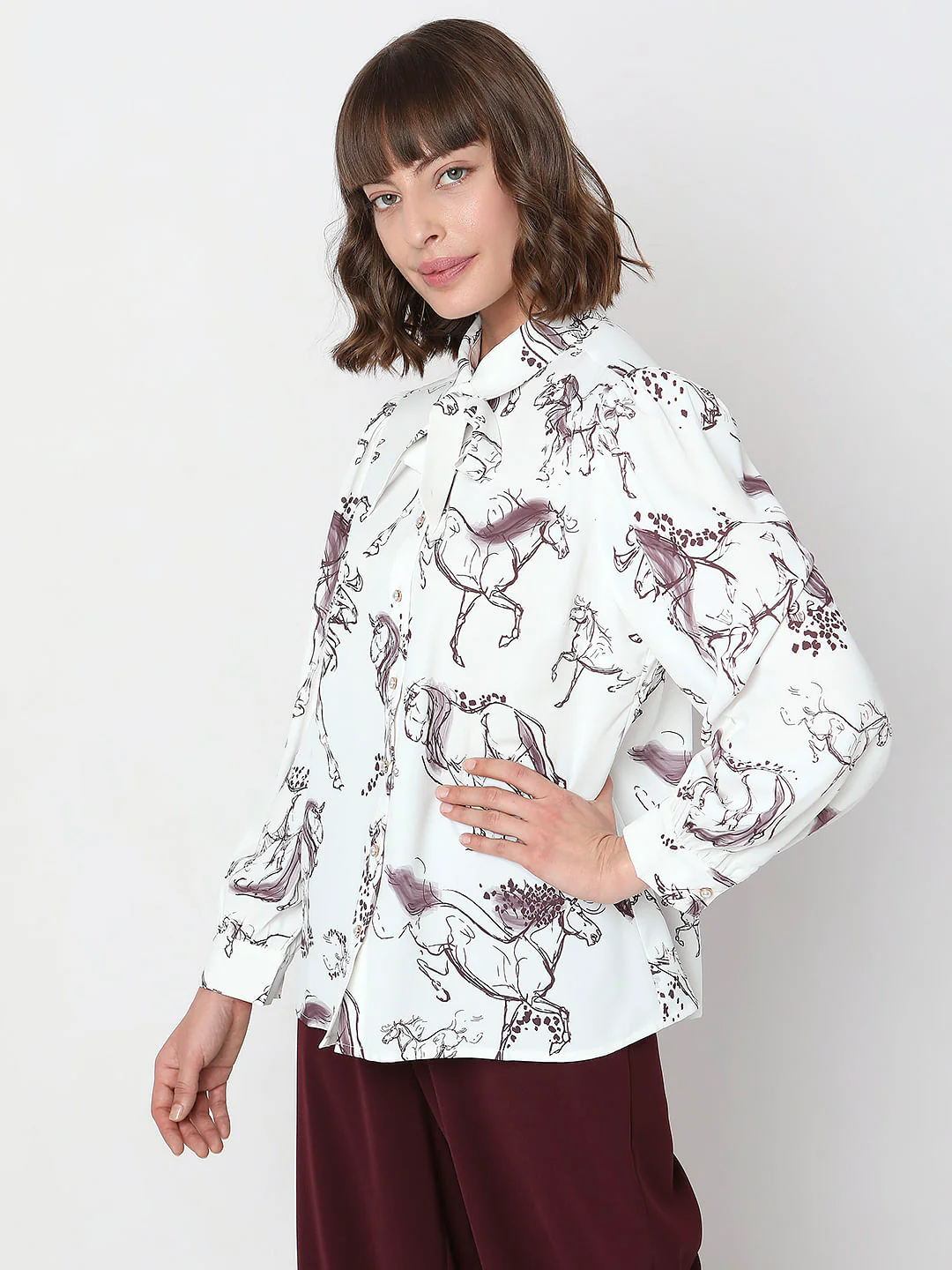 White Printed Full Sleeves Shirt - Image 3