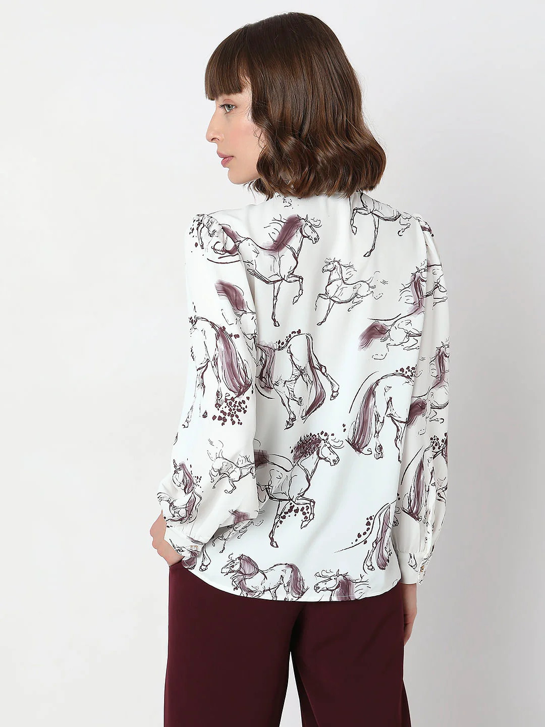 White Printed Full Sleeves Shirt - Image 4