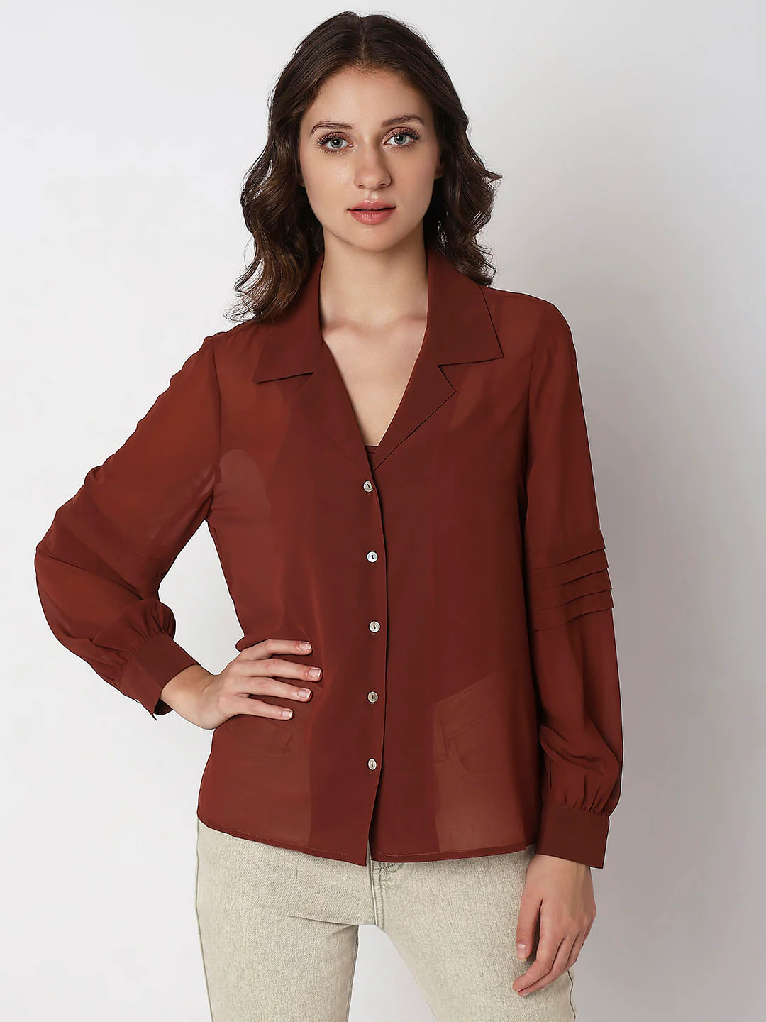 Brown Full Sleeves Shirt - Image 2