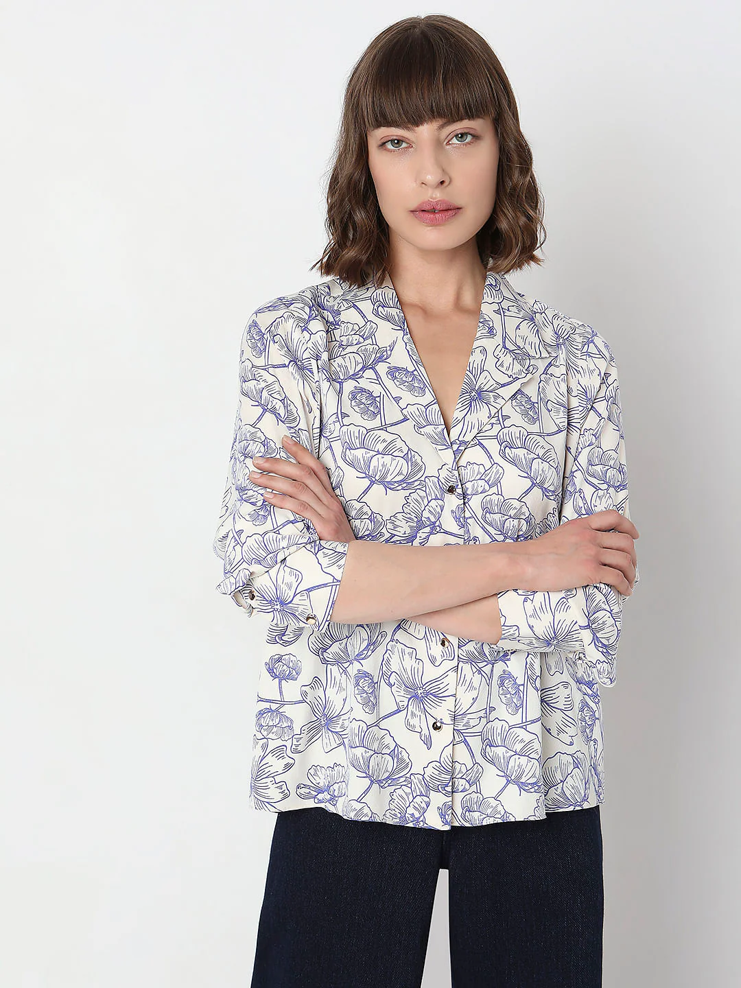 Blue Floral Print Shirt - Image 2