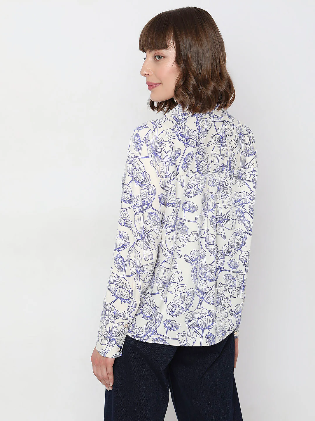 Blue Floral Print Shirt - Image 4