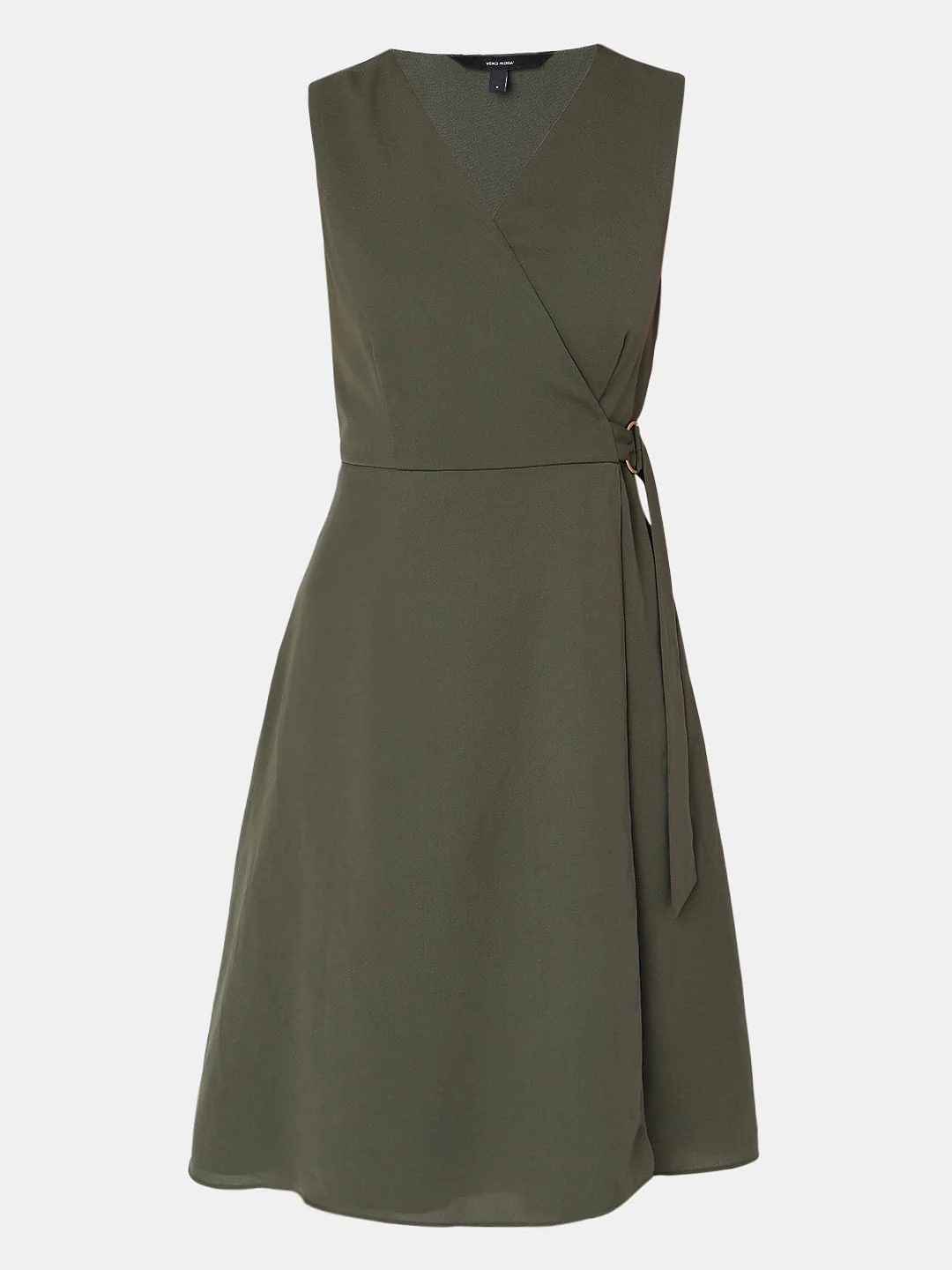 Olive Green Wrap Fit Dress - Image 7