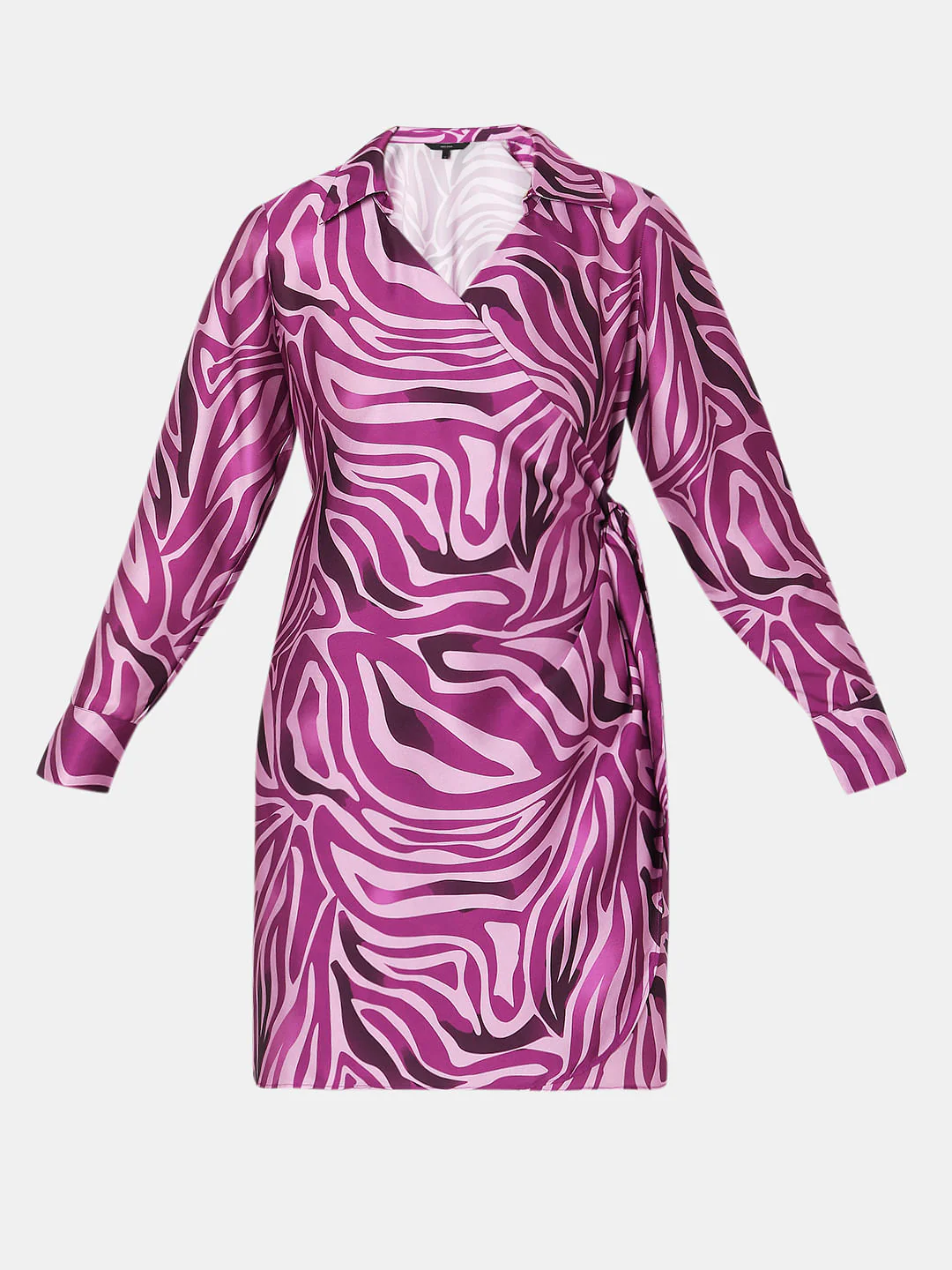Purple Abstract Print Wrap Dress - Image 7
