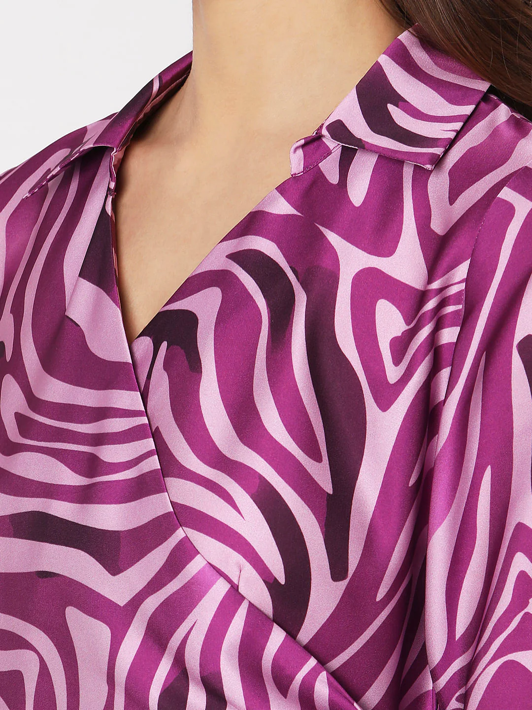 Purple Abstract Print Wrap Dress - Image 8