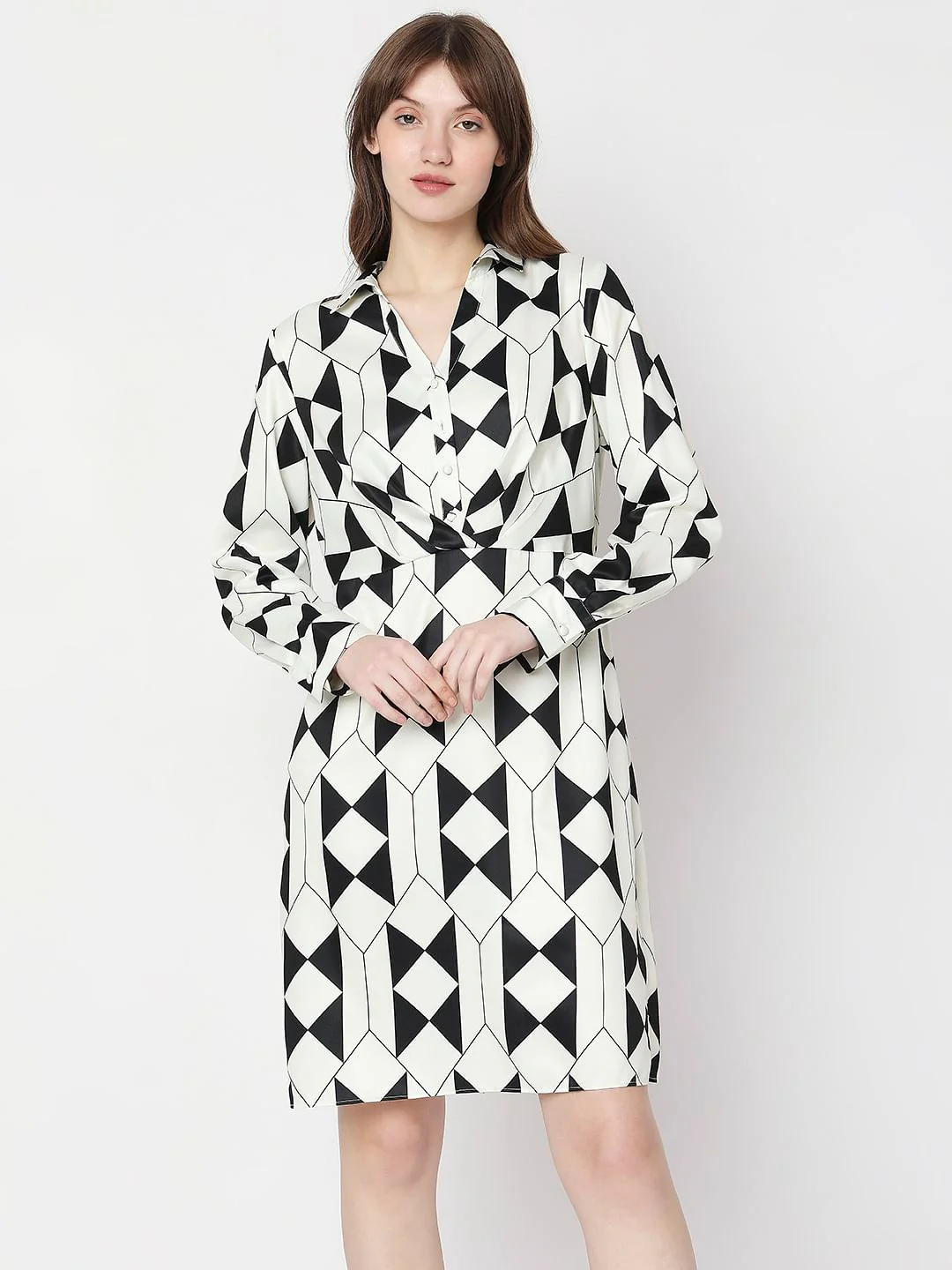 Black & White Geometric Print Dress - Image 2