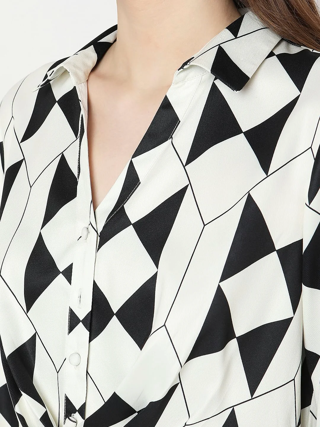 Black & White Geometric Print Dress - Image 8