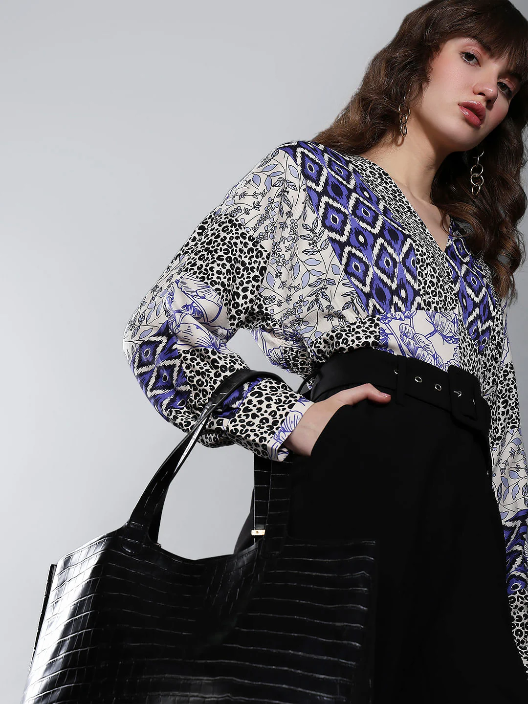 Blue Animal Print Top