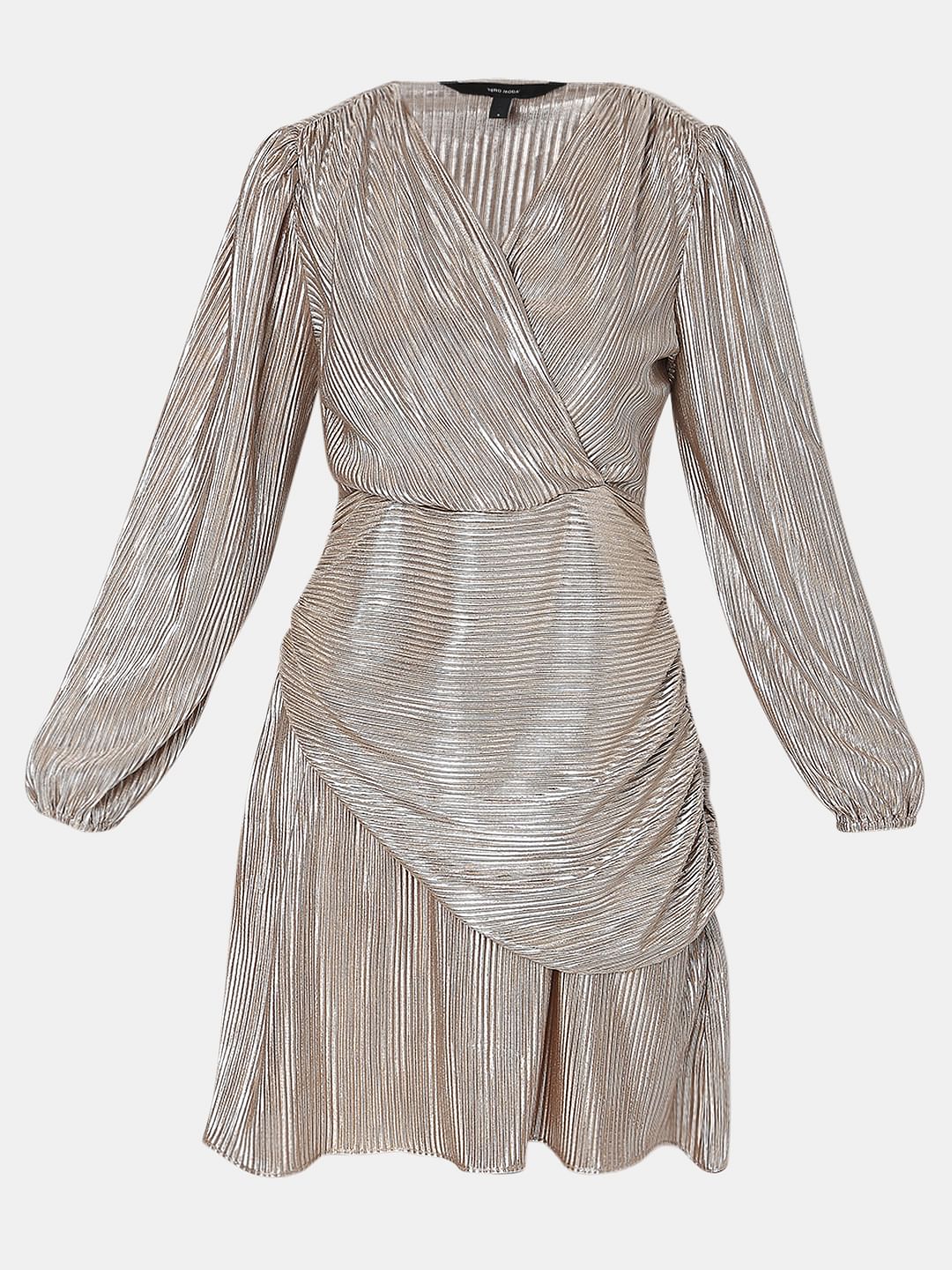 Metallic Pink Plisse Fit & Flare Dress - Image 7