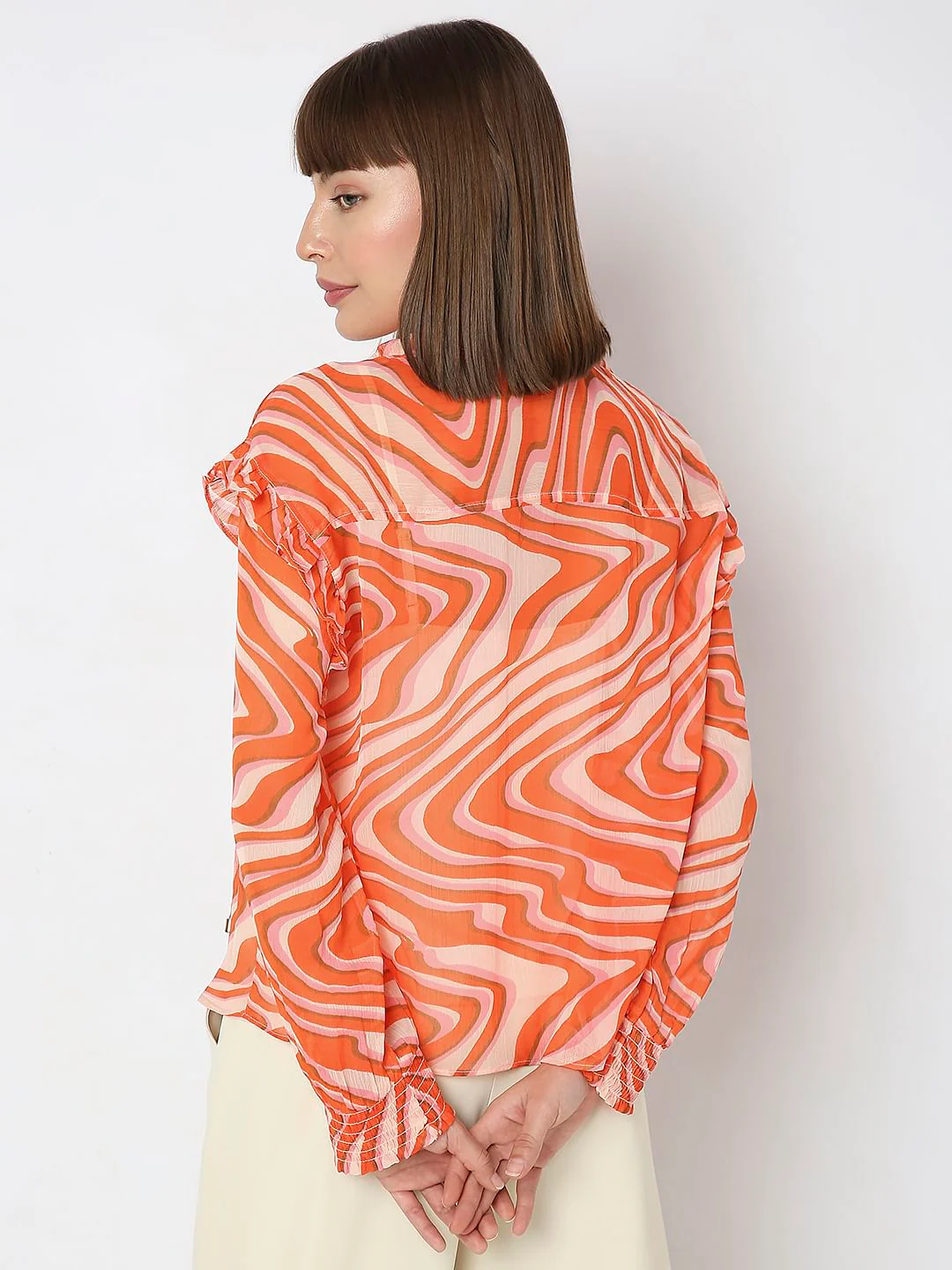 Orange Abstract Print Top - Image 4
