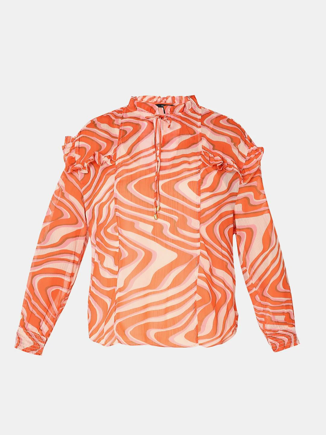 Orange Abstract Print Top - Image 7