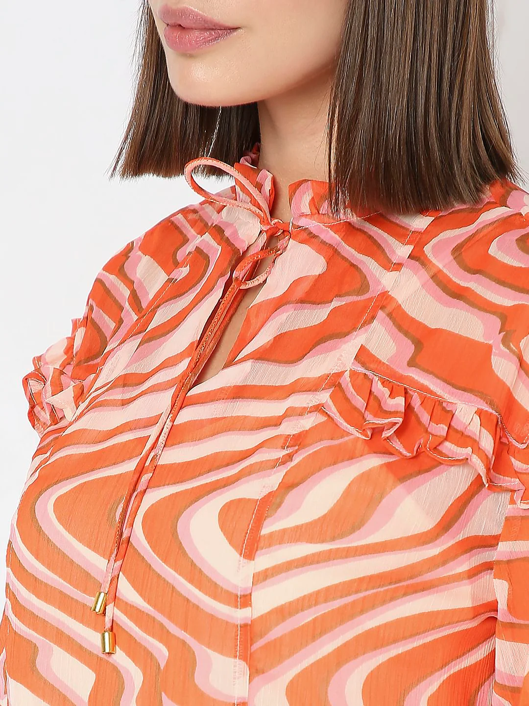 Orange Abstract Print Top - Image 8