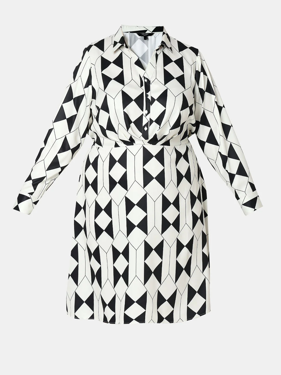 Curve Black Monochrome Printed Shirt Dress - Image 7