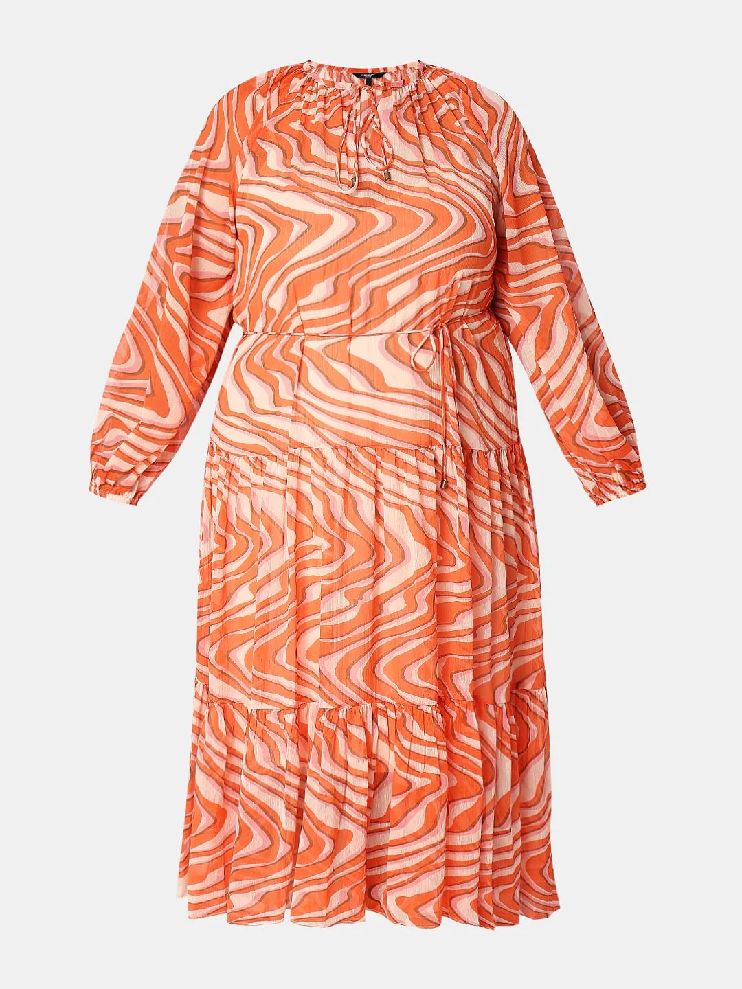 Curve Orange Abstract Print Shift Dress - Image 6