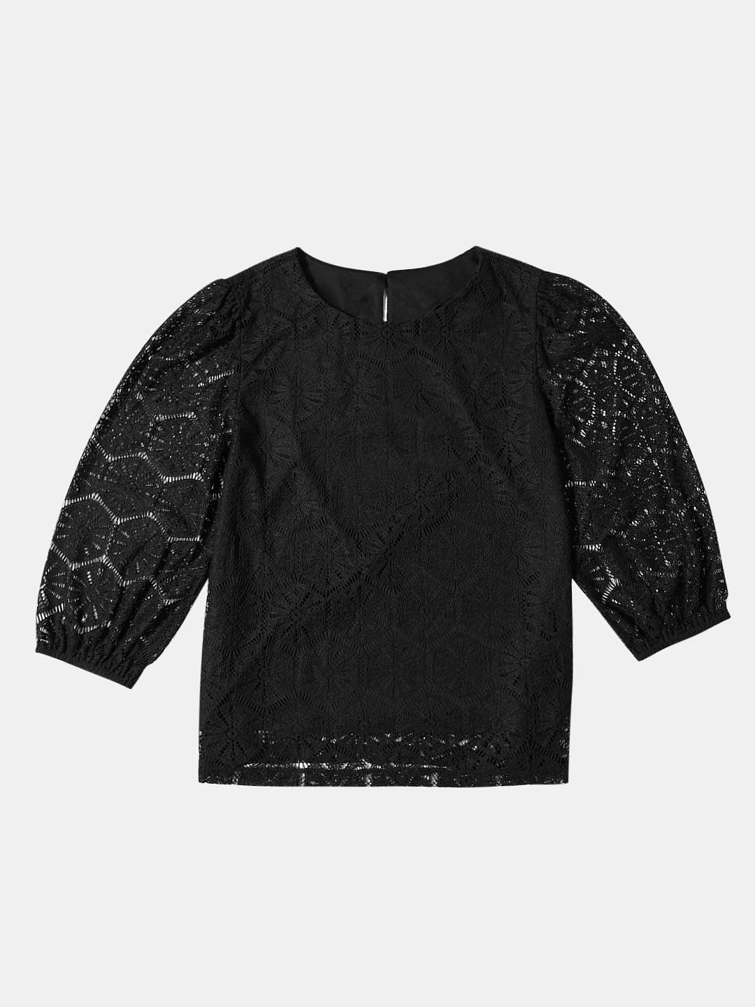 Curve Navy Blue Lurex Printed Top - Image 7