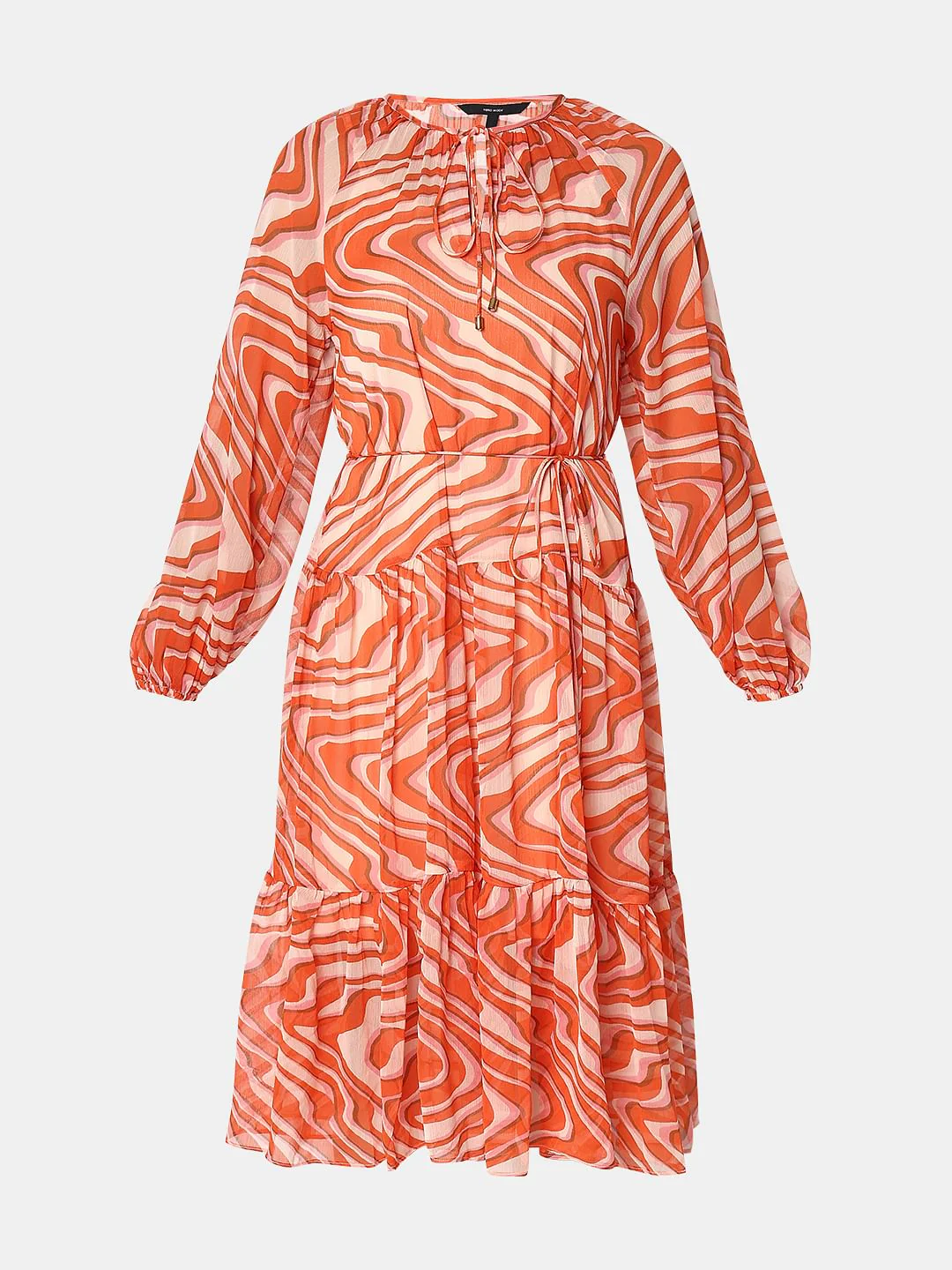 Orange Abstract Print Midi Dress - Image 6