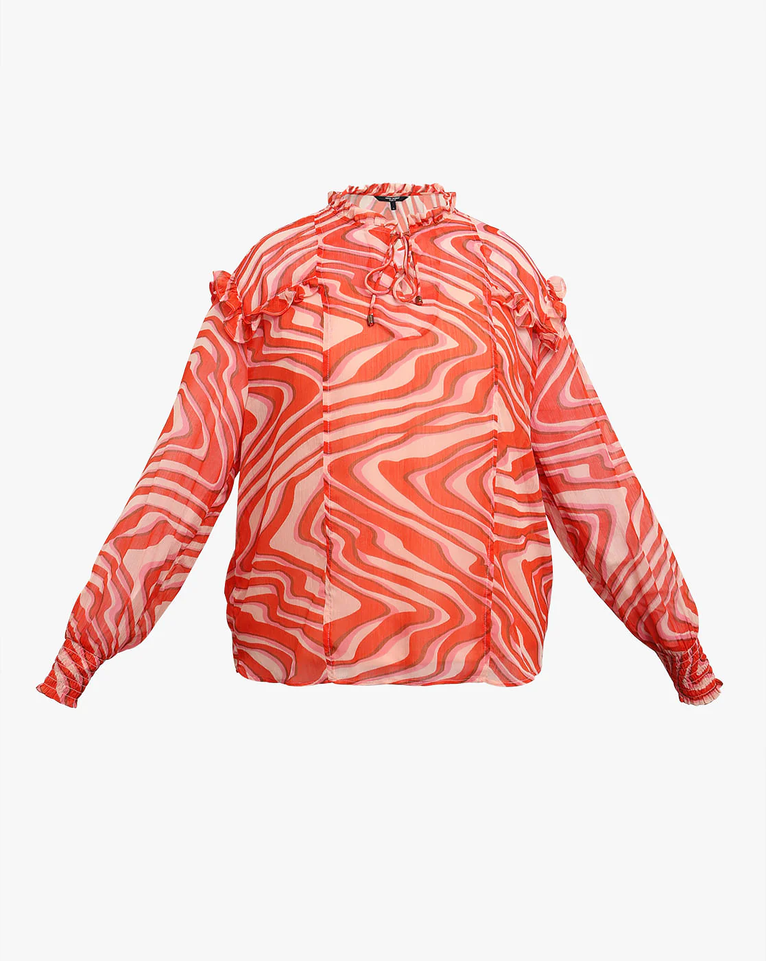 Curve Coral Swirl Print Top - Image 7