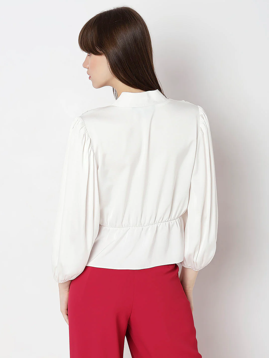 White V-Neck Flared Top - Image 4