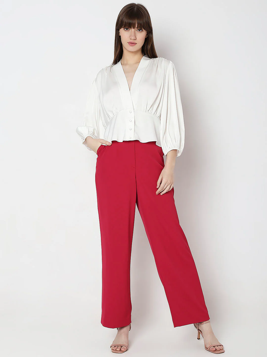 White V-Neck Flared Top - Image 5