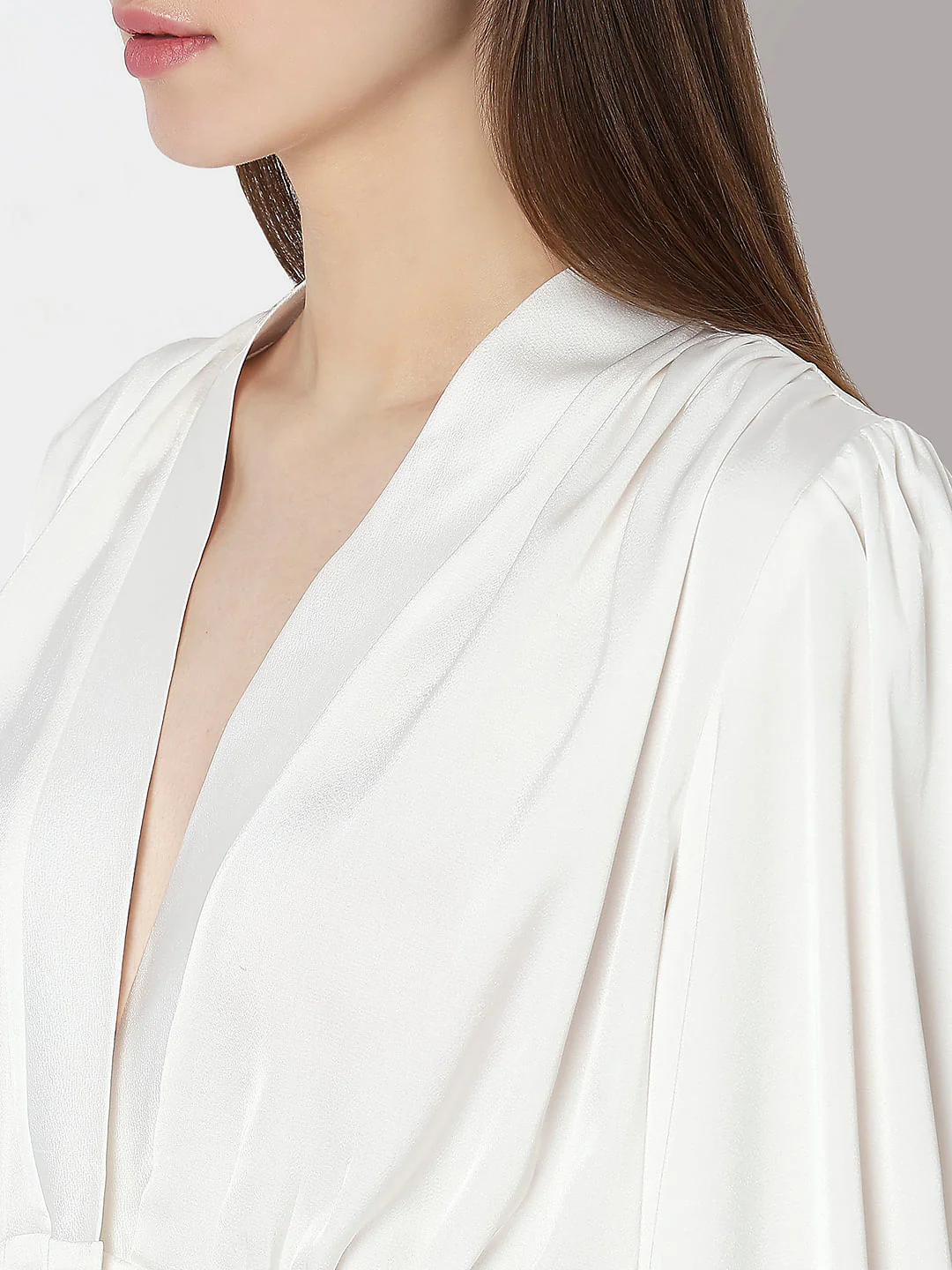 White V-Neck Flared Top - Image 8
