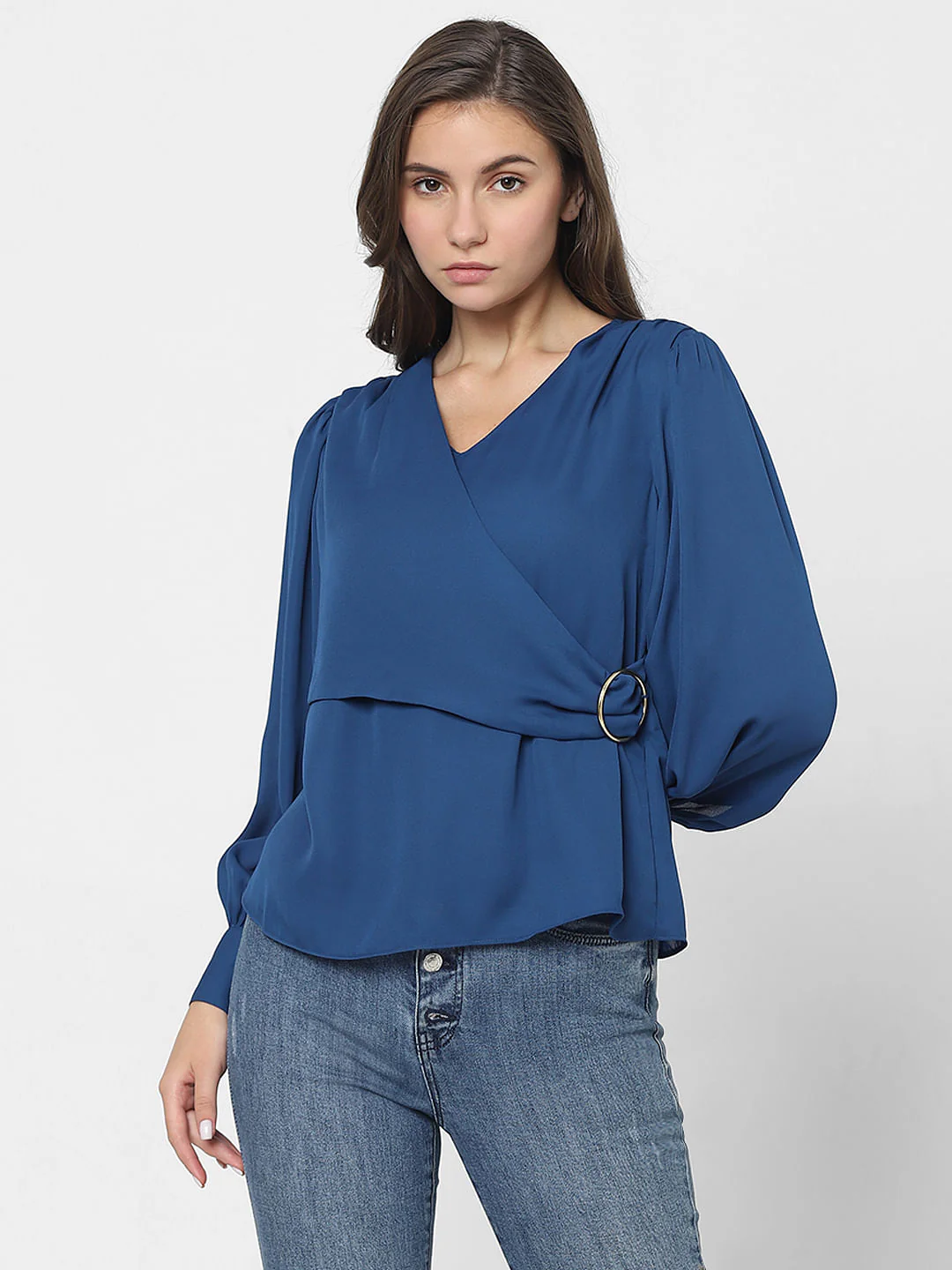 Blue Front Wrap Top - Image 2