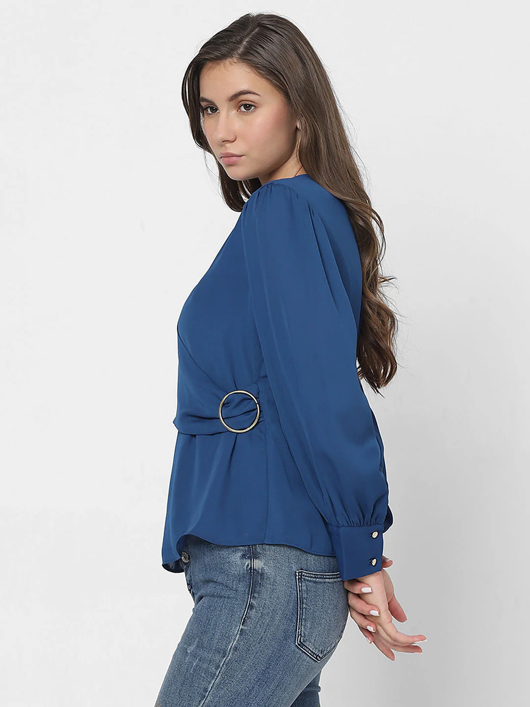 Blue Front Wrap Top - Image 3