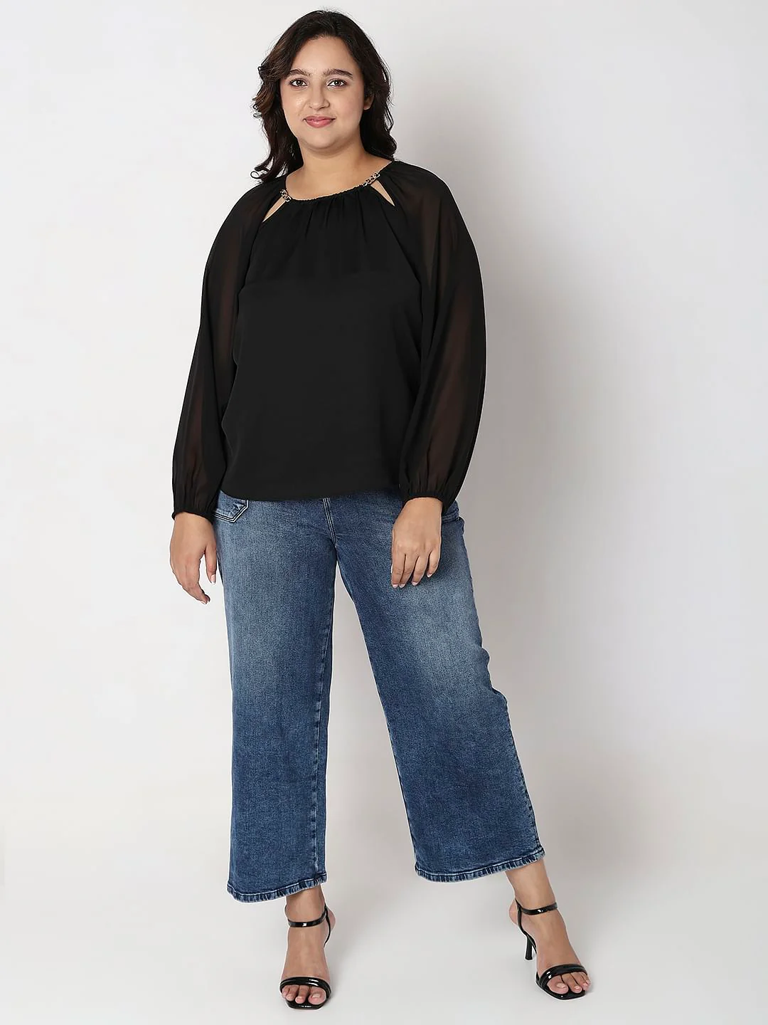 Curve Black Metal Chain Trim Top - Image 5