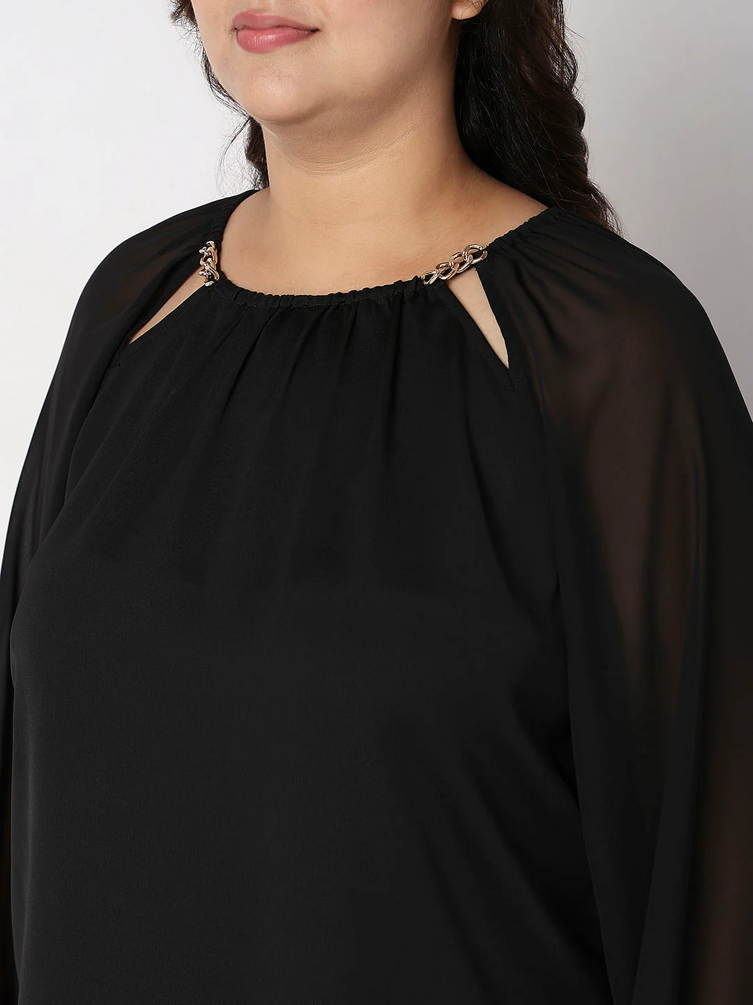 Curve Black Metal Chain Trim Top - Image 6