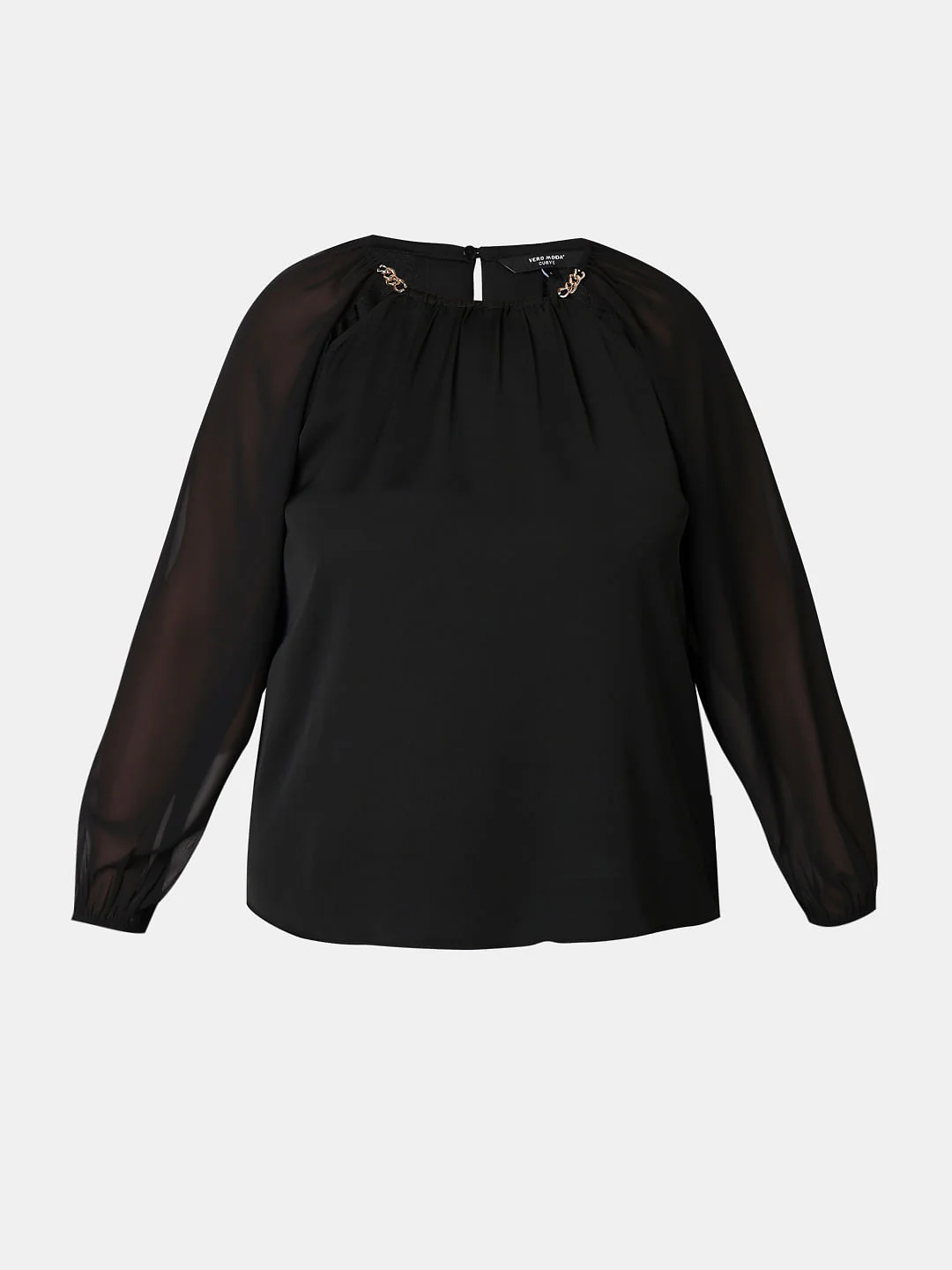 Curve Black Metal Chain Trim Top - Image 7