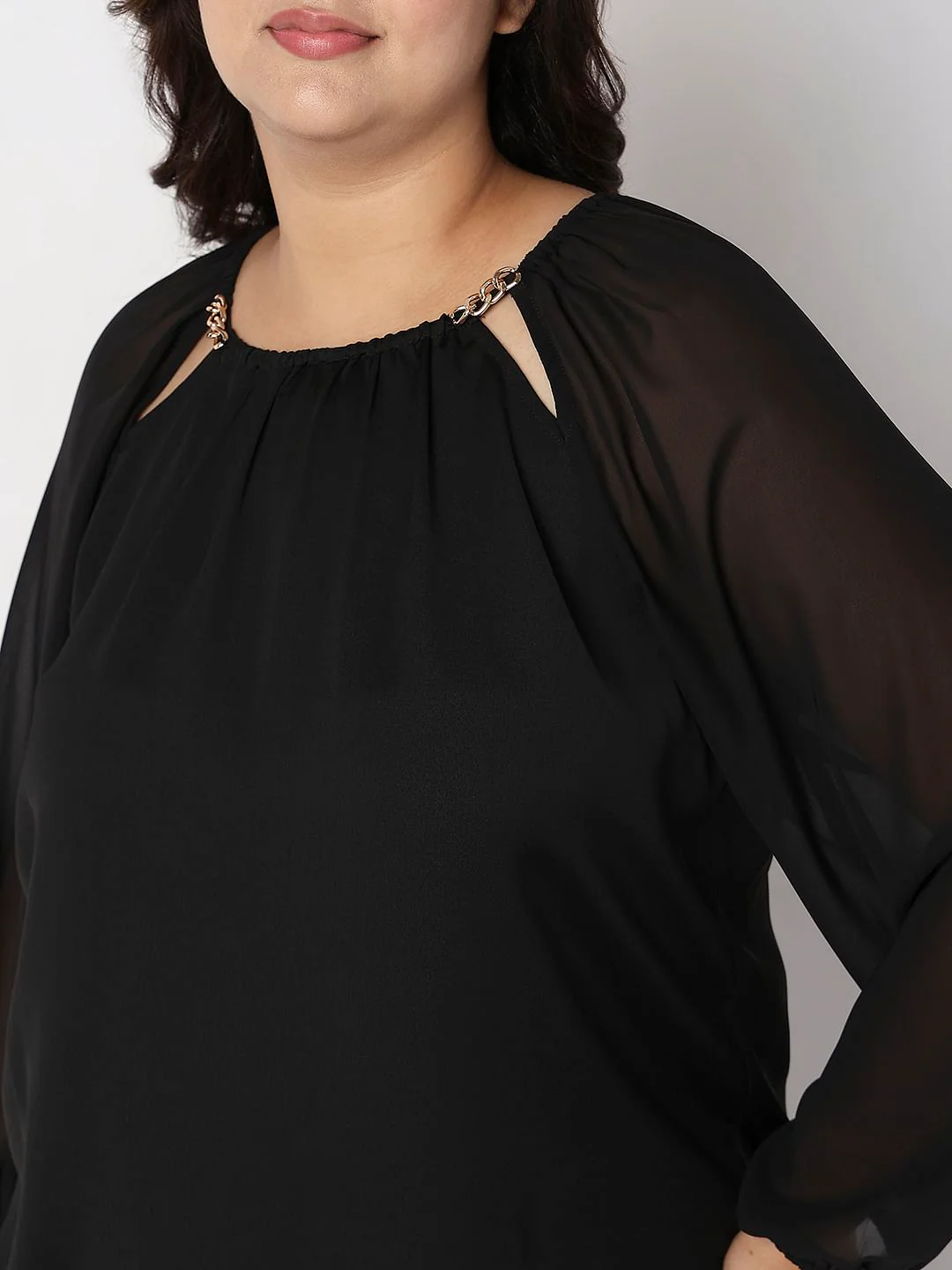 Curve Black Metal Chain Trim Top - Image 8
