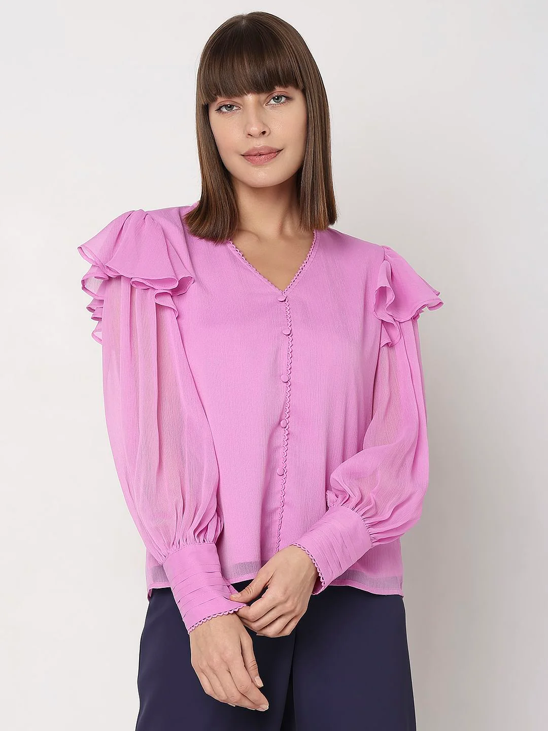 Pink Voluminous Sleeves Top - Image 2