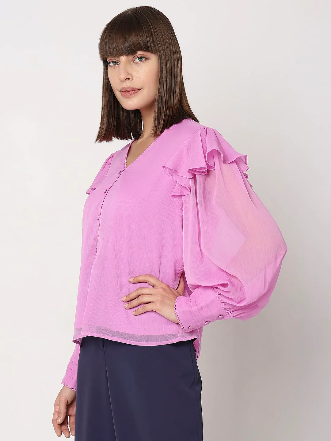 Pink Voluminous Sleeves Top - Image 3