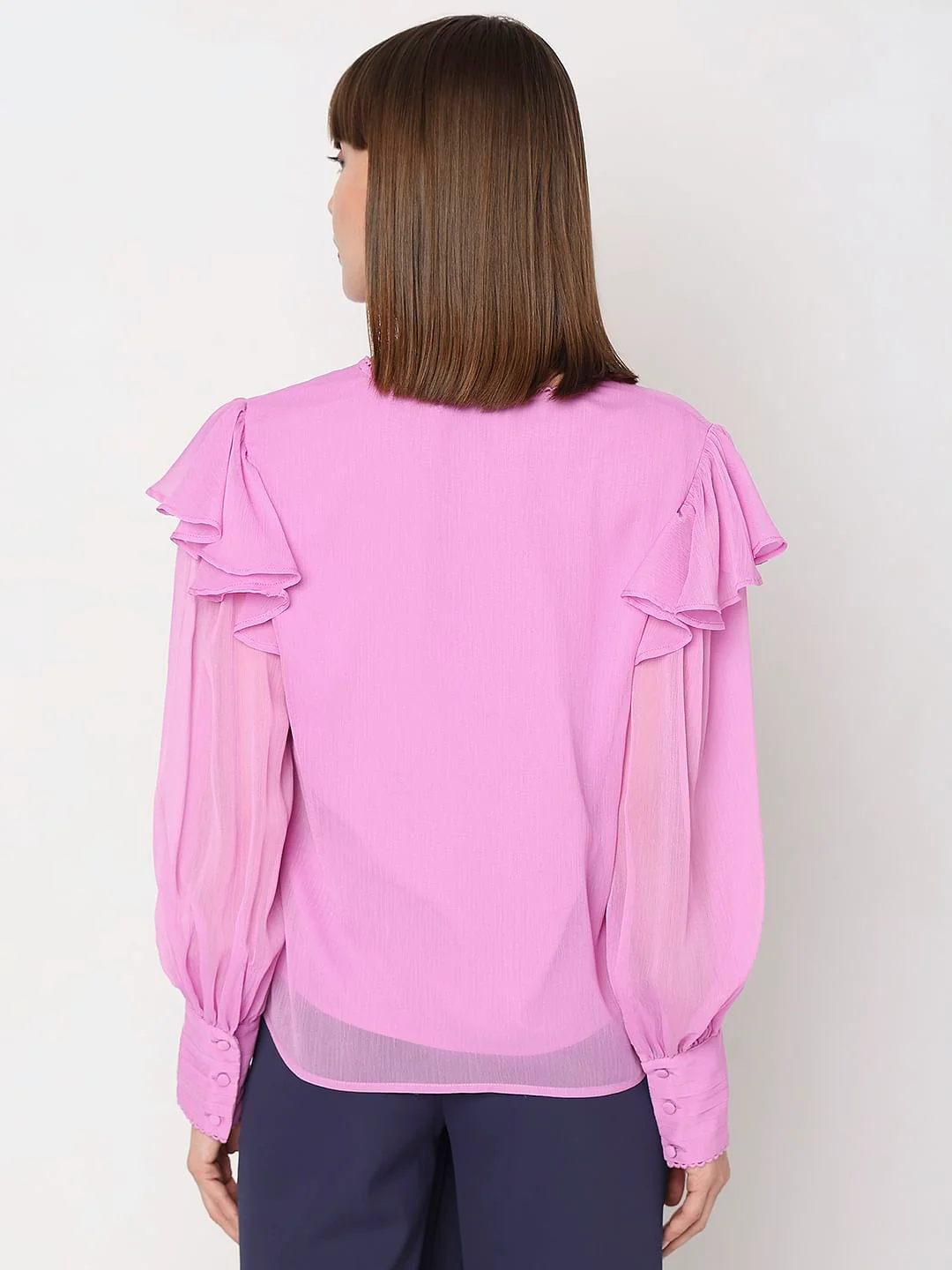 Pink Voluminous Sleeves Top - Image 4