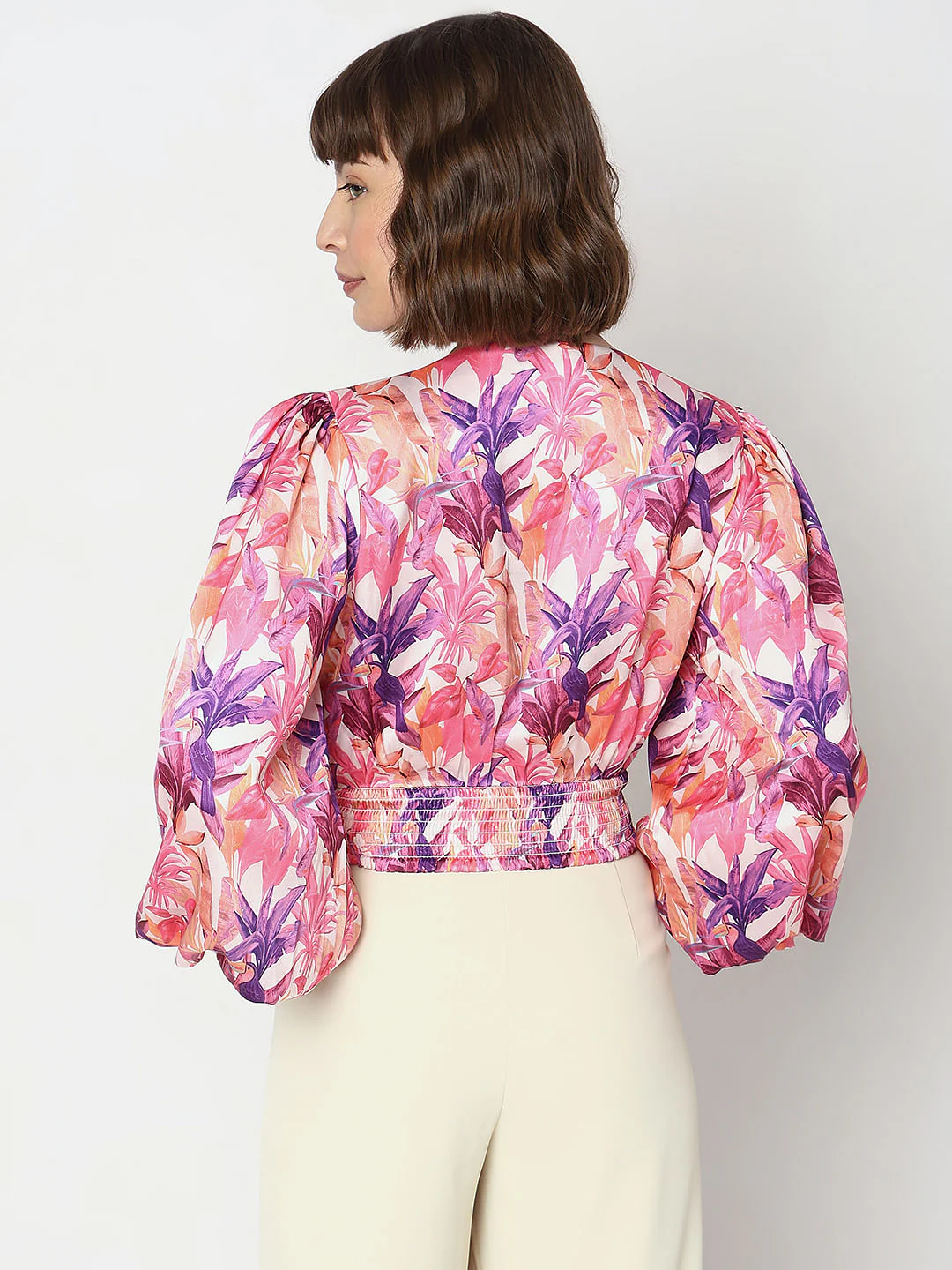Pink Floral Print Crop Top - Image 4