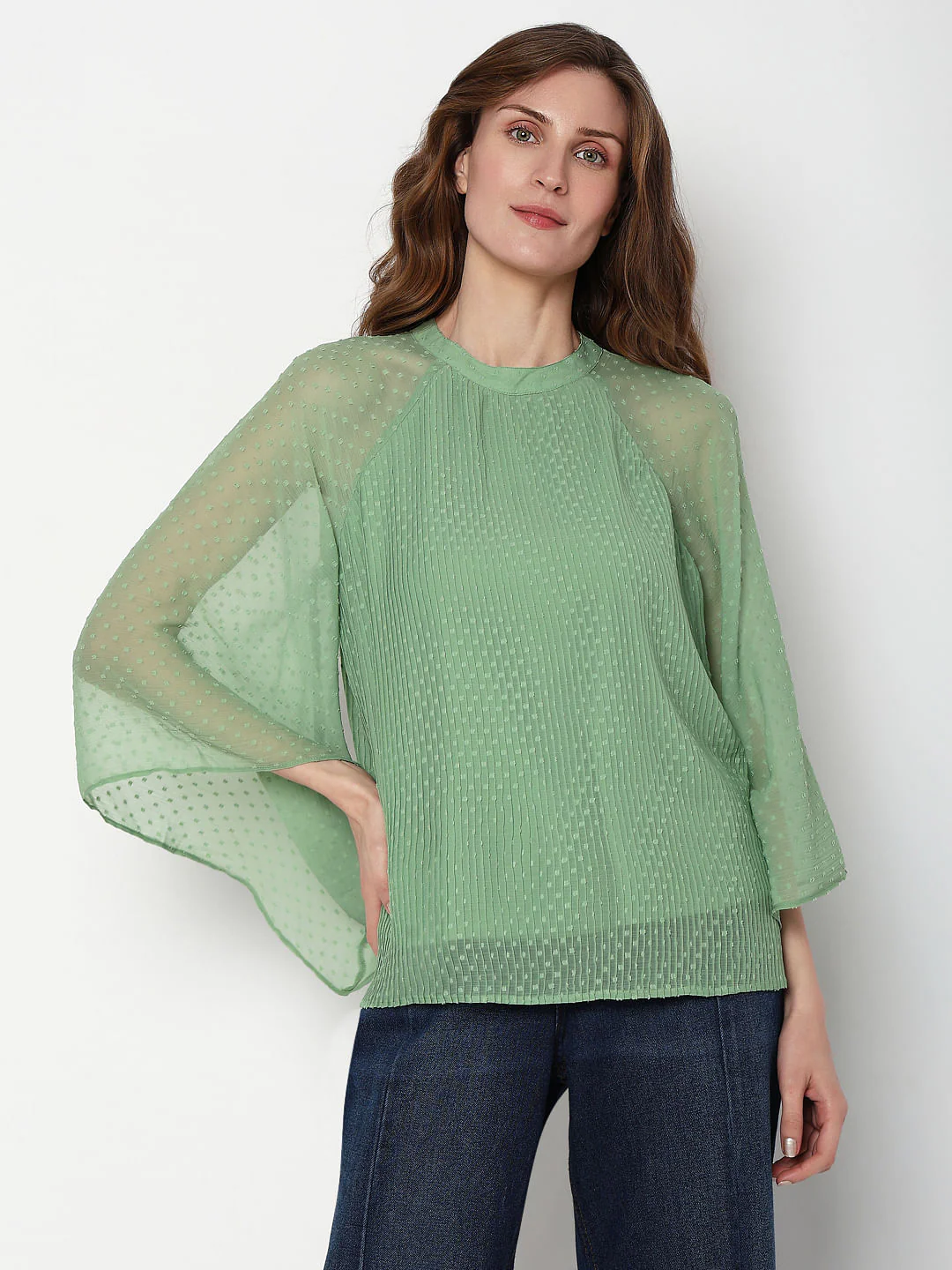 Green Dobby Plisse Top - Image 2
