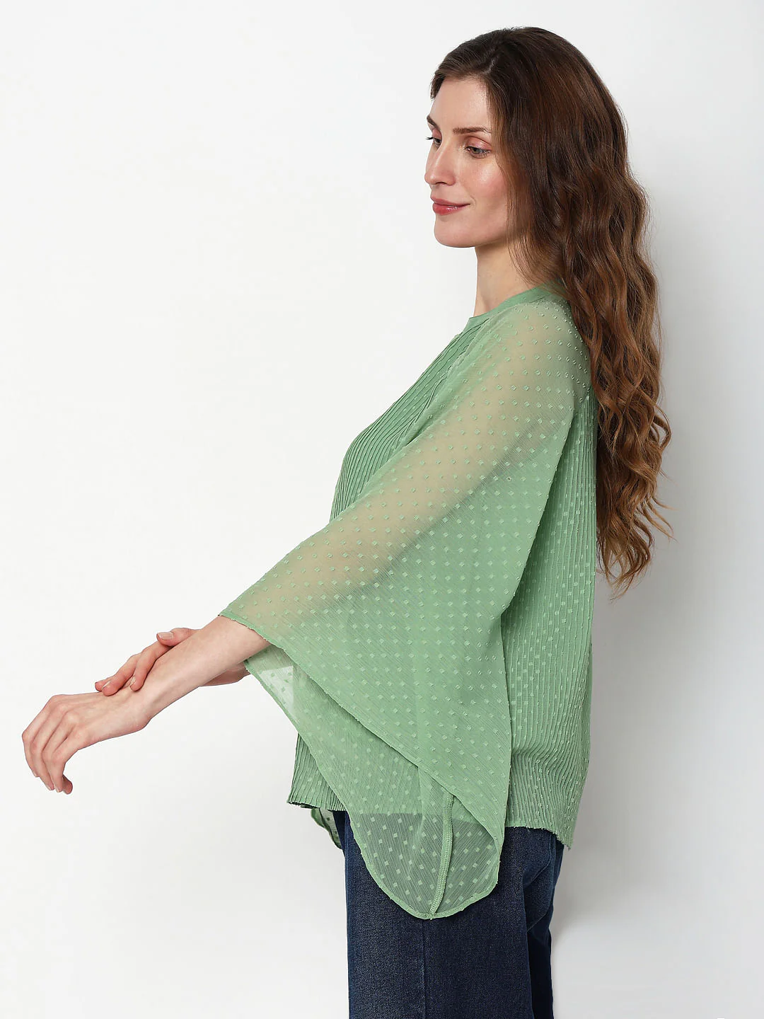 Green Dobby Plisse Top - Image 3