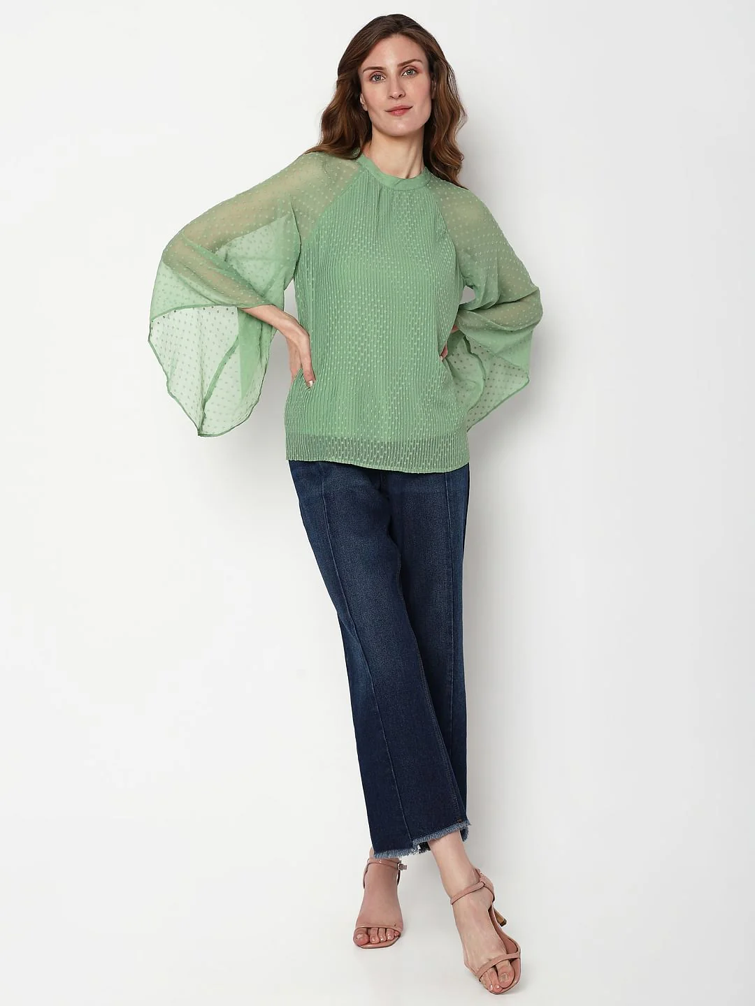 Green Dobby Plisse Top - Image 5
