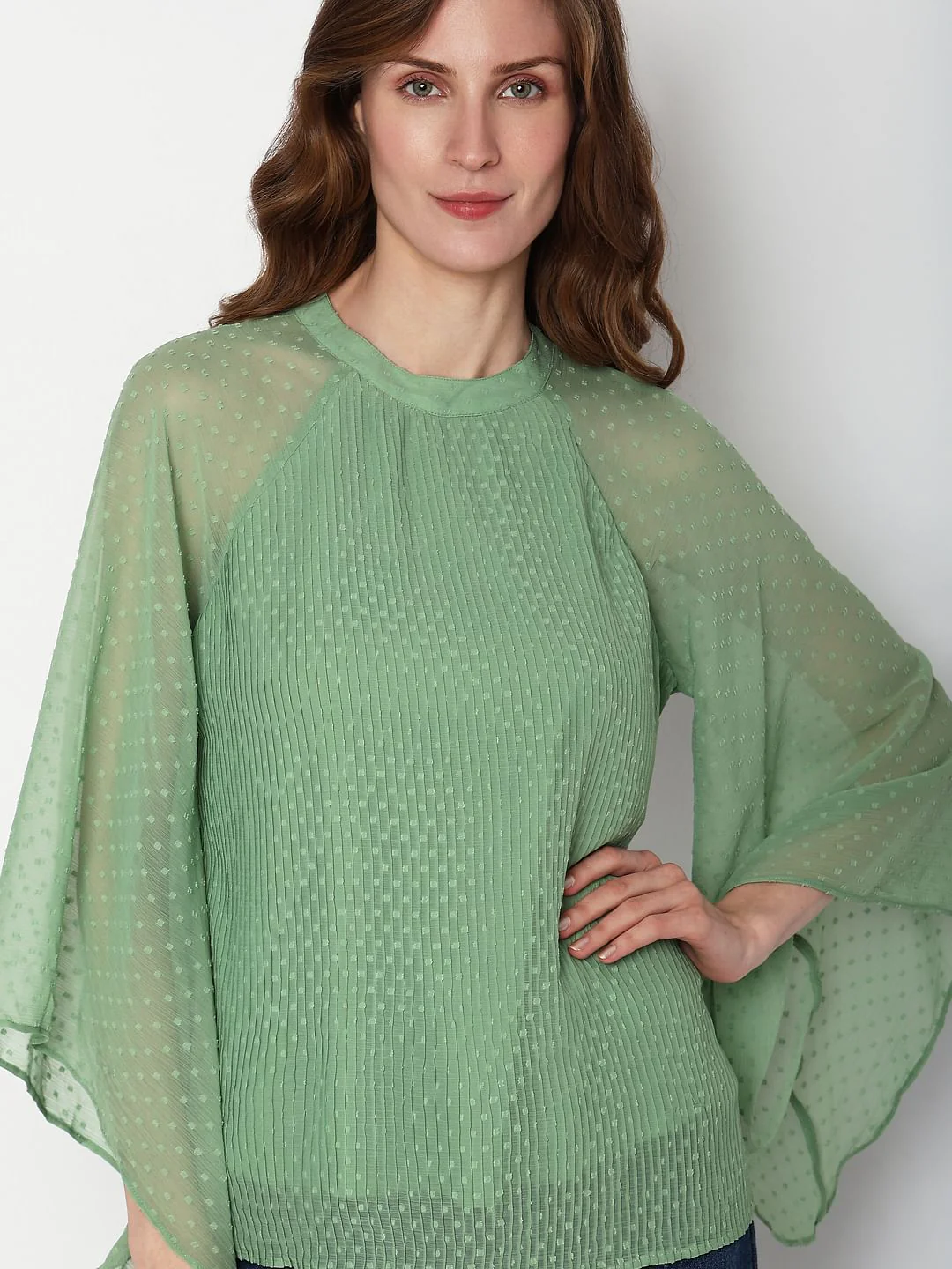 Green Dobby Plisse Top - Image 6