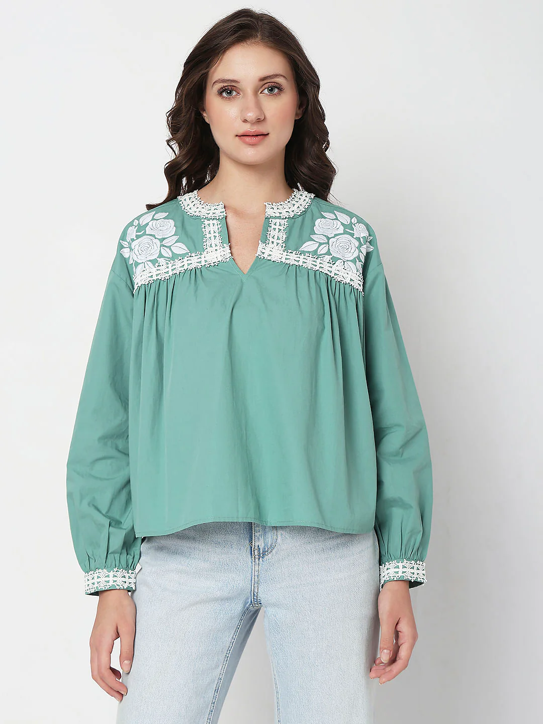 Green Embroidered Top - Image 2