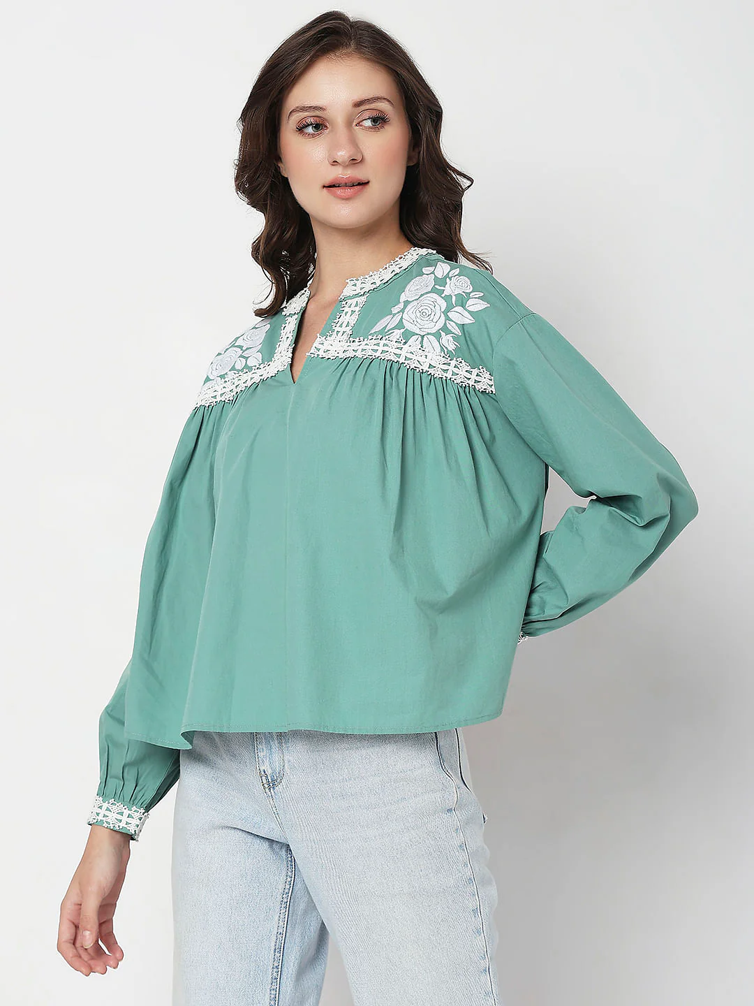 Green Embroidered Top - Image 3