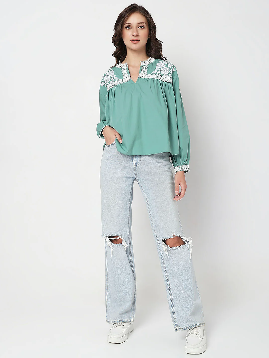 Green Embroidered Top - Image 5