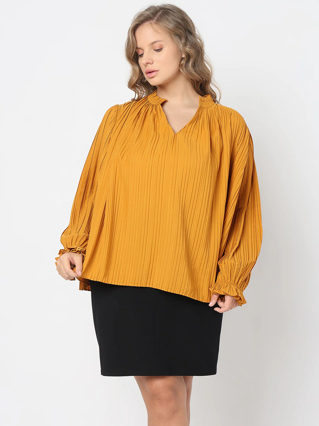 Curve Yellow Plisse Top - Image 2