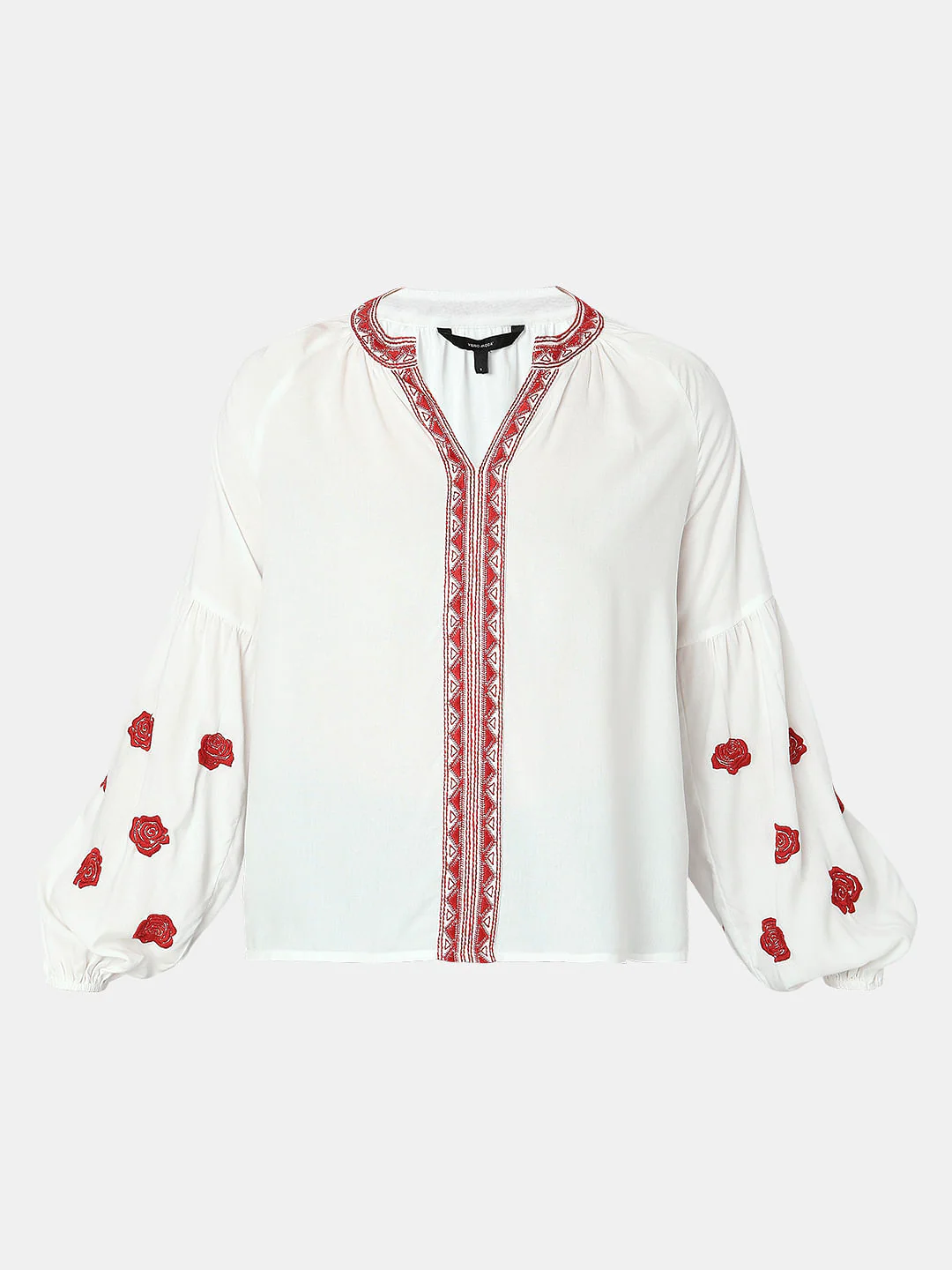 White Embroidered Full Sleeves Top - Image 7