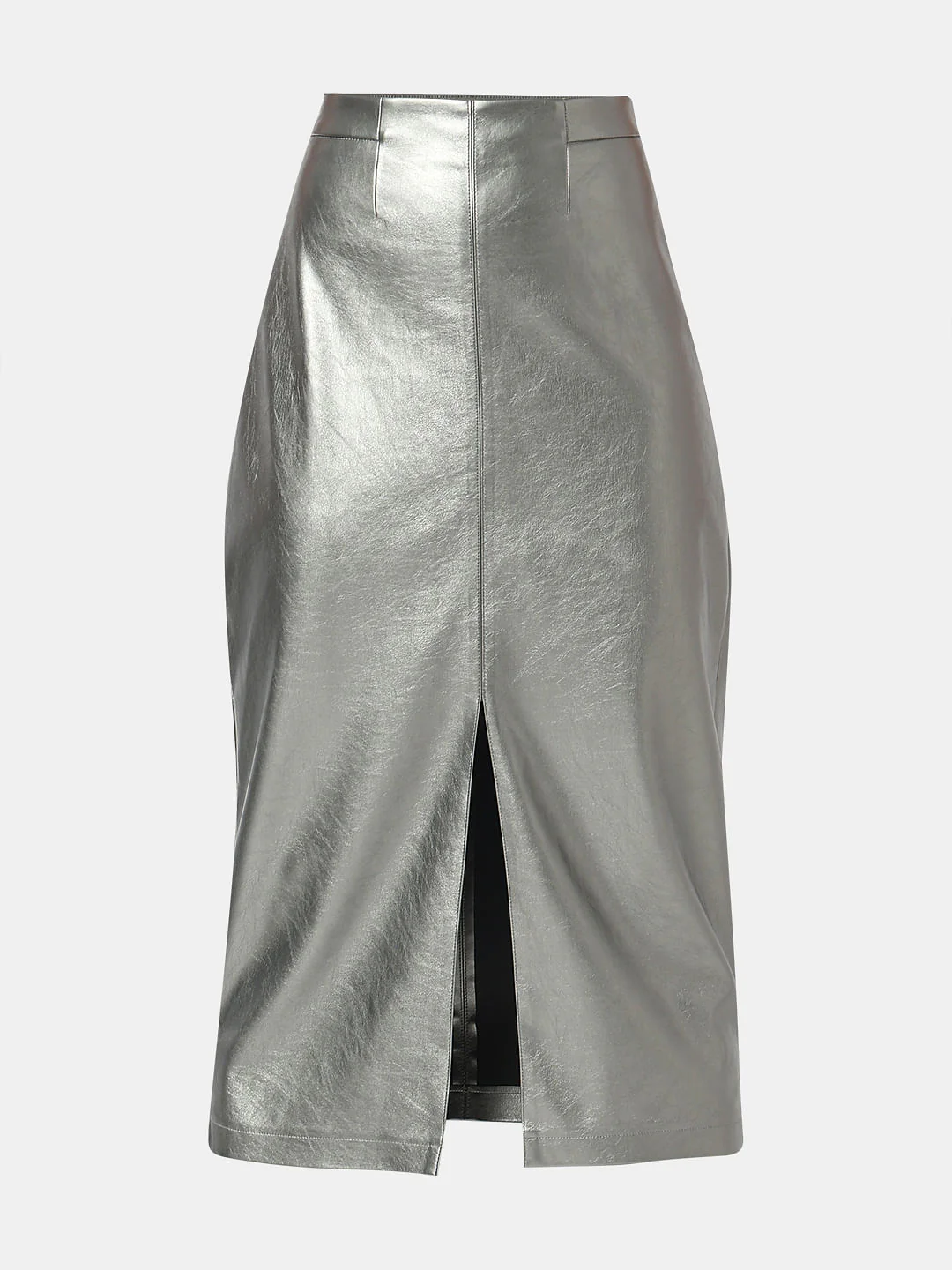 Silver Front Slit Midi Skirt - Image 7