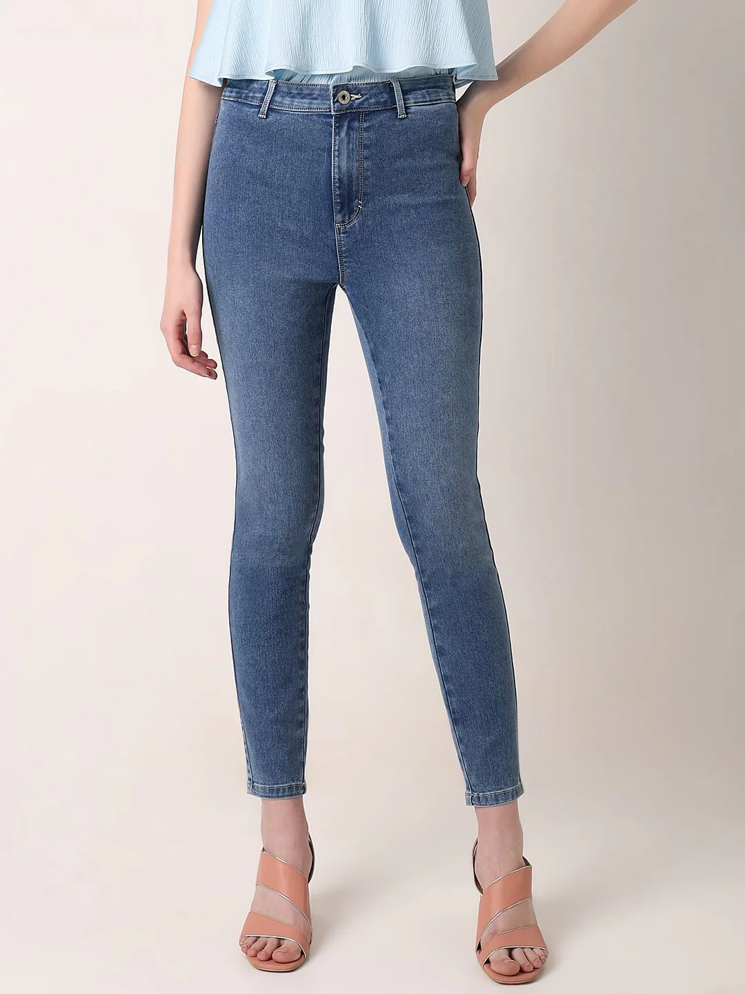 Blue High Rise Skinny Fit Jeans - Image 2